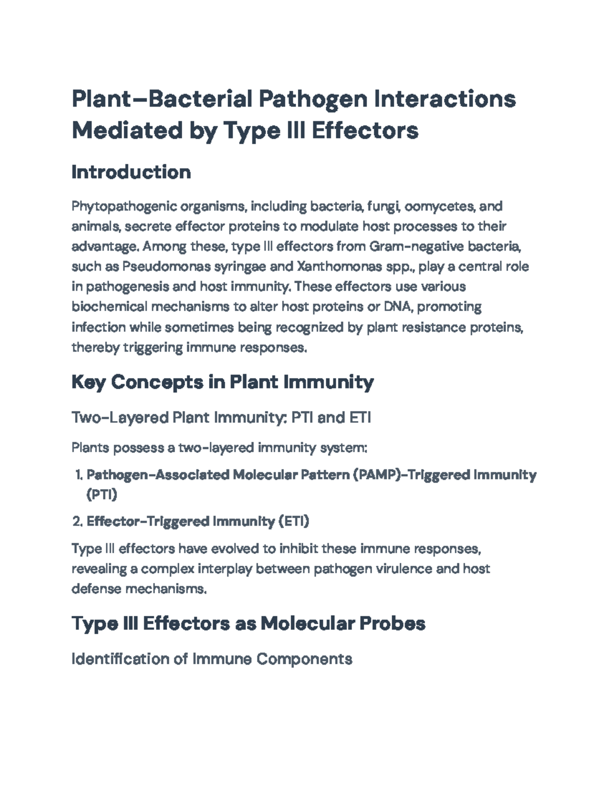Understanding Plant-Bacterial Pathogen Interactions via Type III ...