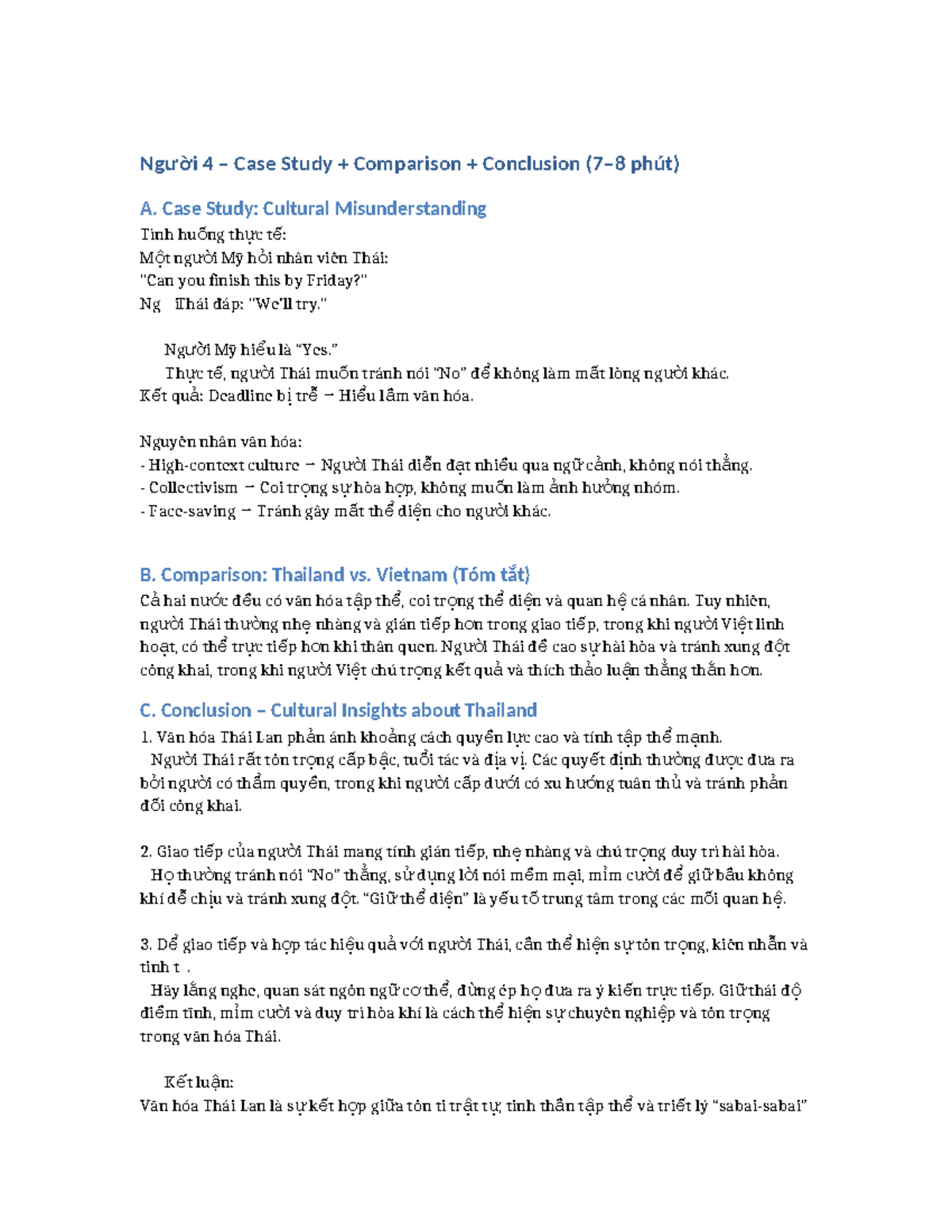 Người 4 Case Study: Cultural Misunderstanding & Insights - Studocu