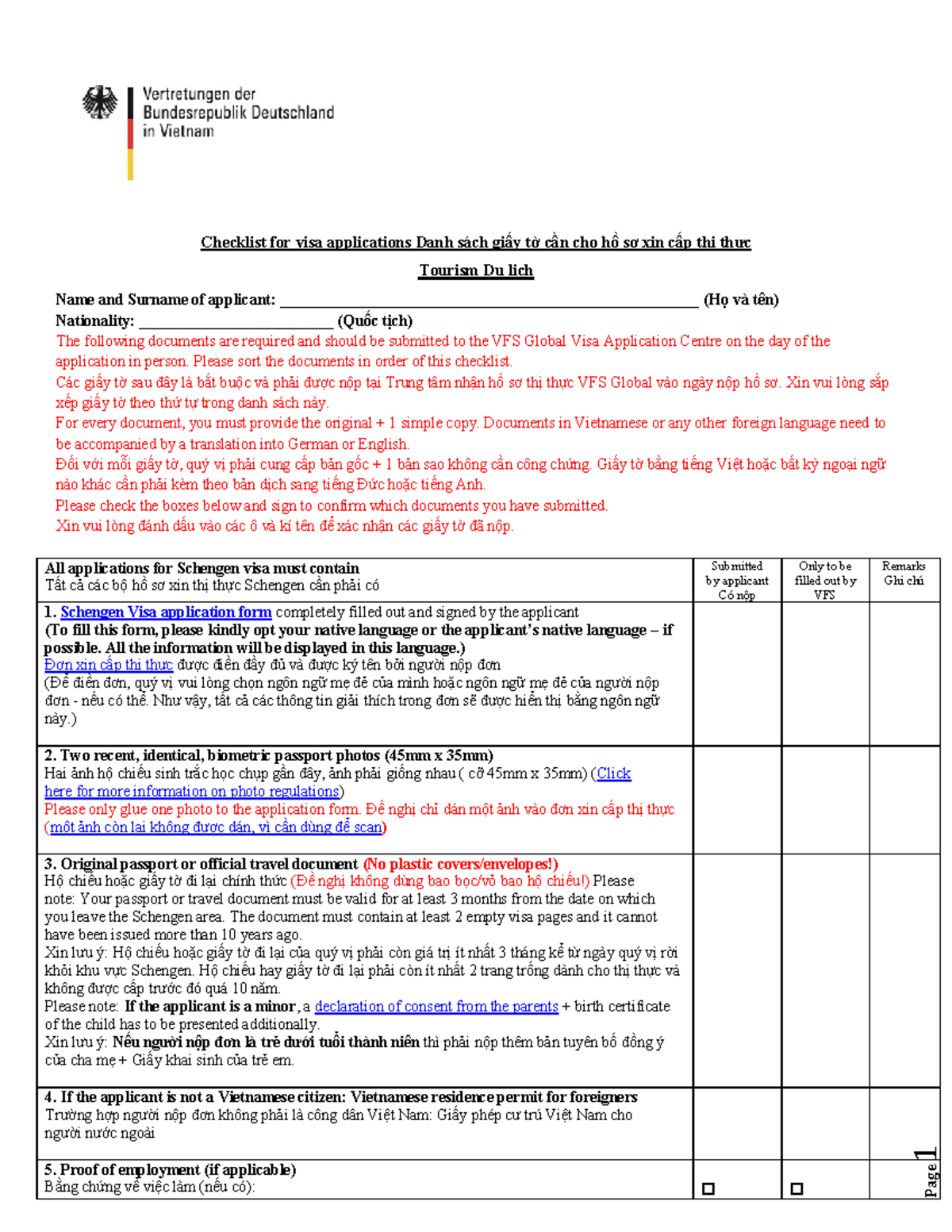Checklist for Visa Applications: Tourism Documentation Guide - Studocu