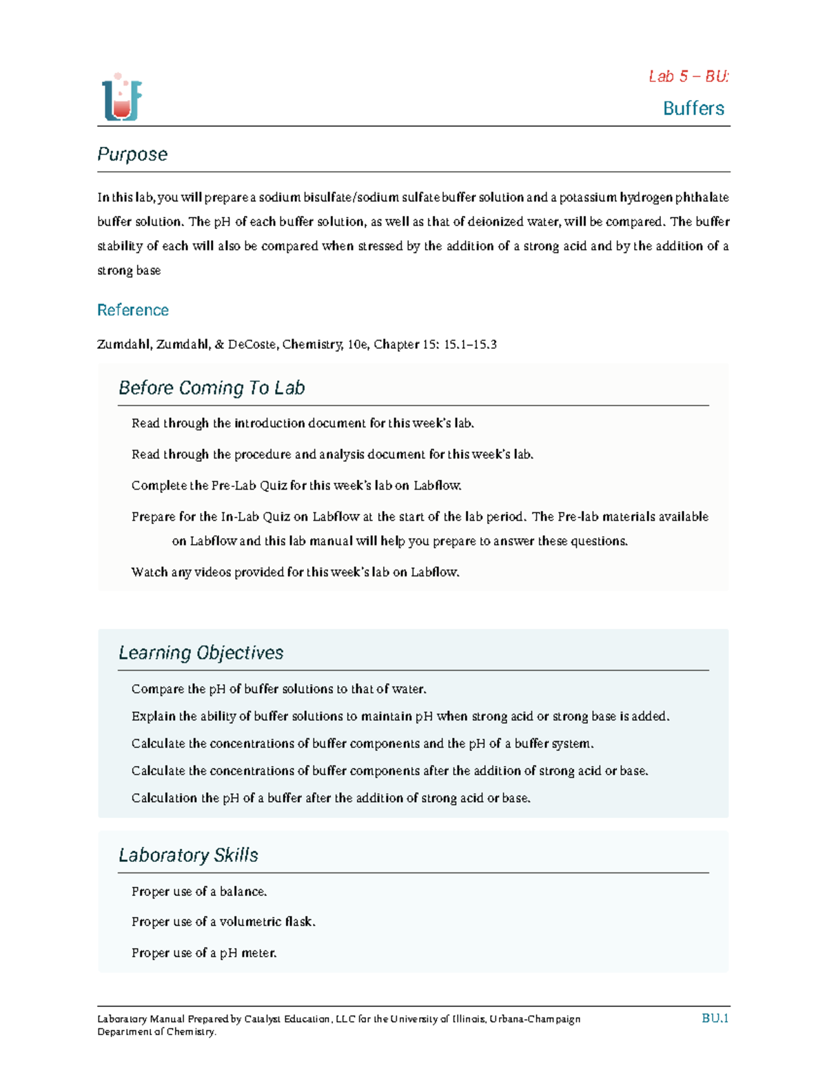 Lab 5 BU: Preparing and Analyzing Buffer Solutions - Studocu