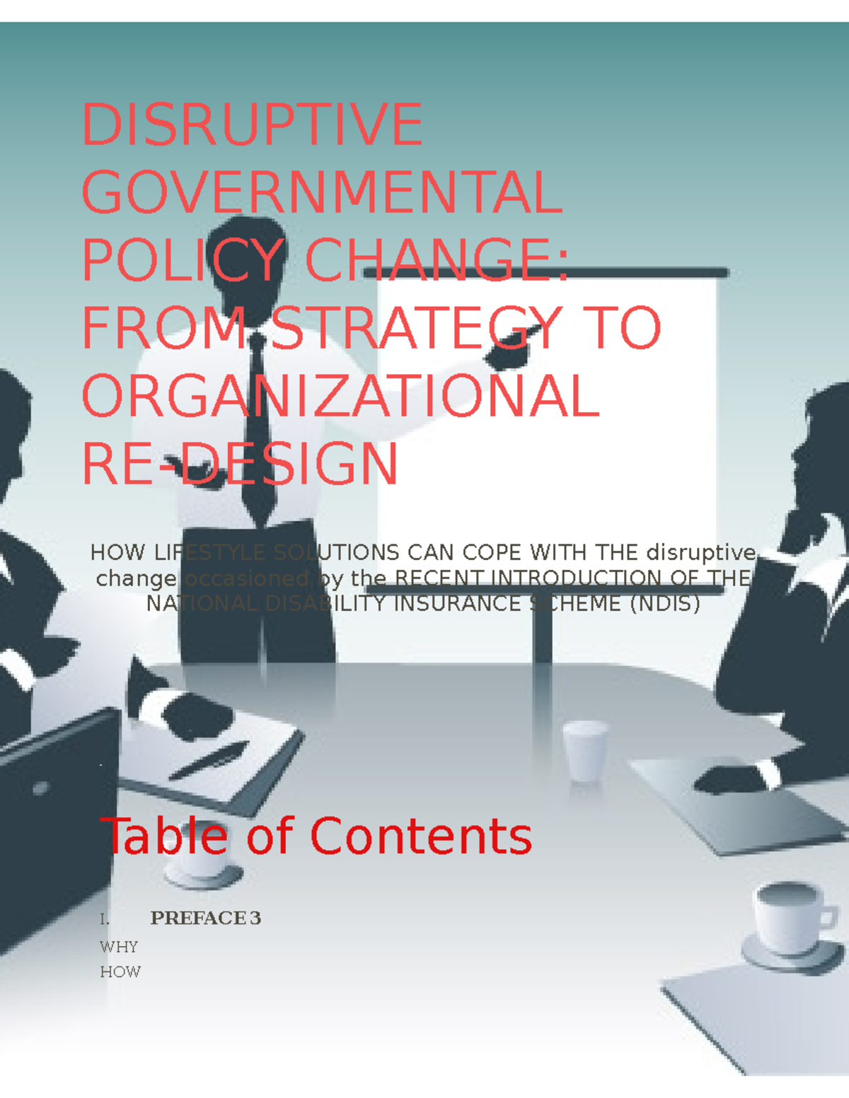 BBA 280 - Business Report: Final Exam on NDIS Policies & Org Design - Document Preview