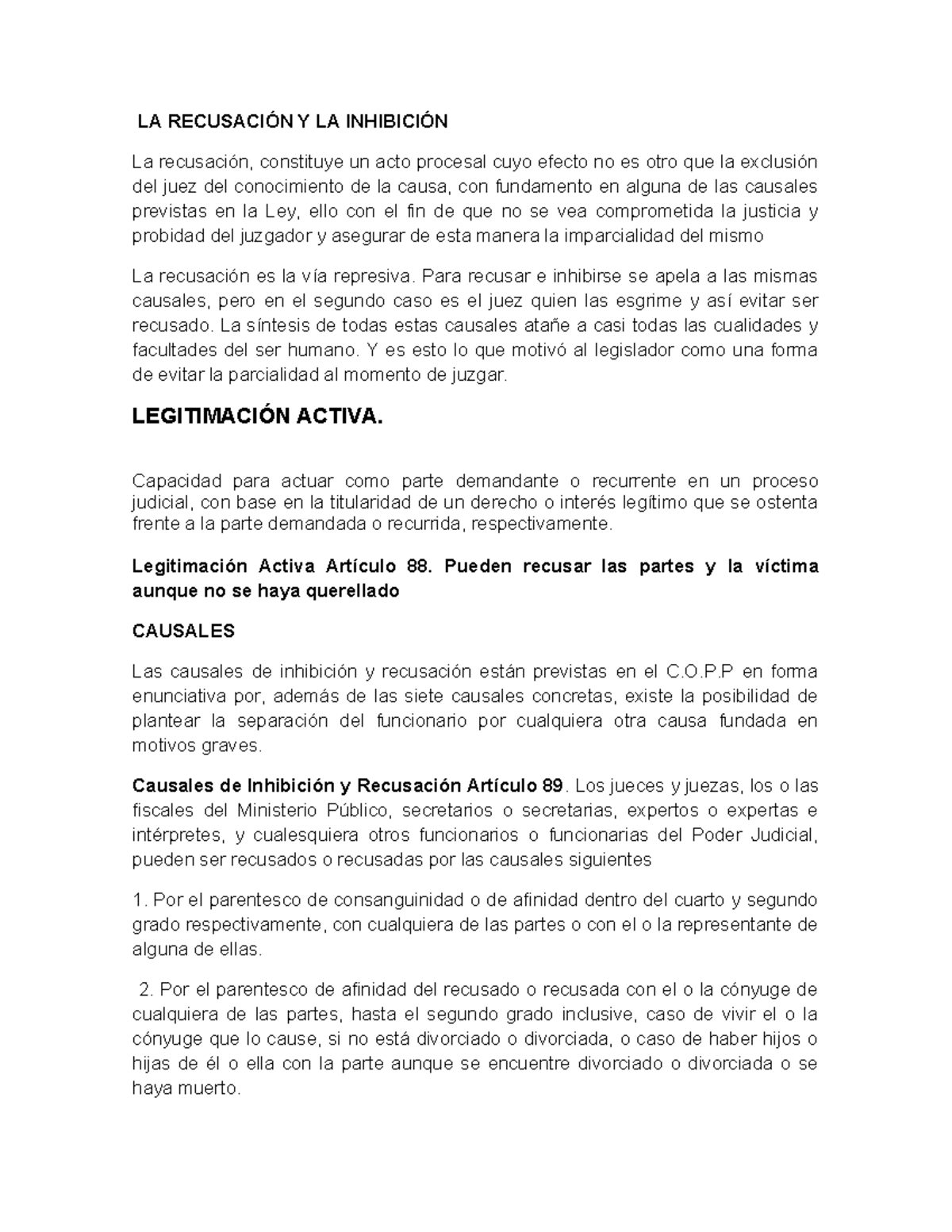 LA Recusación y La Inhibición en el Proceso Judicial - LEY 2023 - Studocu