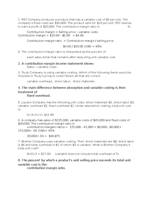 Chapter 6 notes - McGraw Hill Managerial Accounting 8t edition 