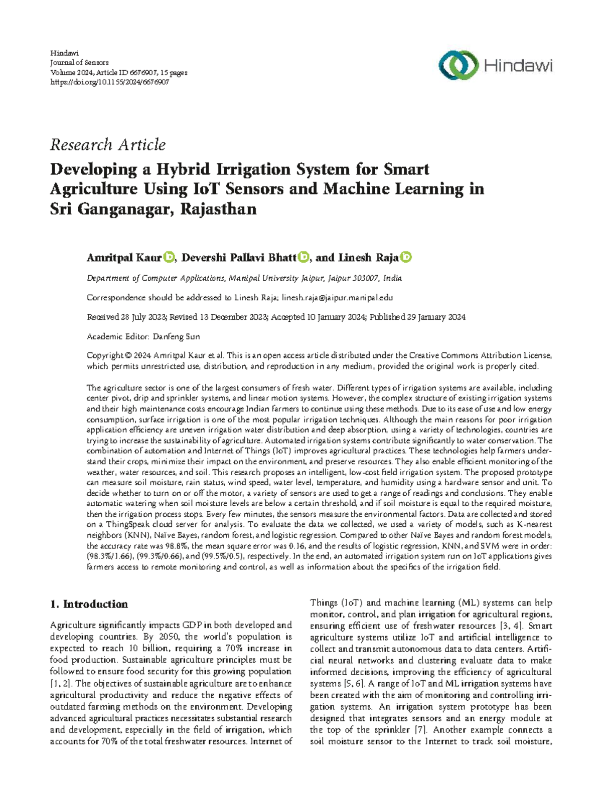 Developing a Hybrid IoT-Based Irrigation System for Smart Agriculture ...