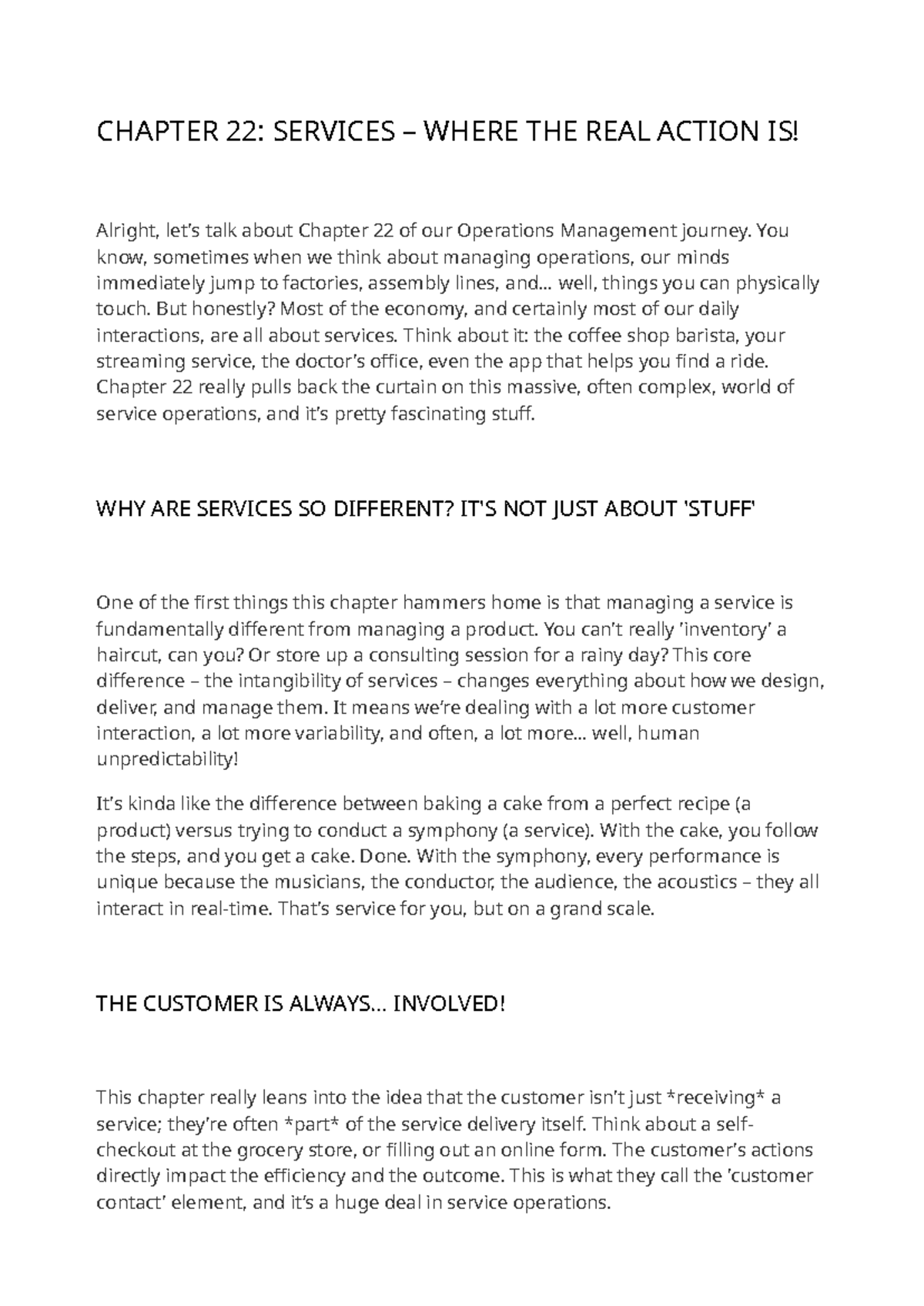 CHAPTER 22: Understanding Service Operations in OM Review - Studocu