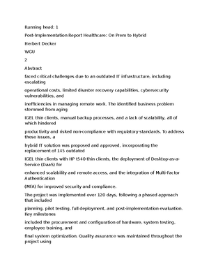 Turn in 4 for studoc - asdfsdf - Post-Implementation Report for ...