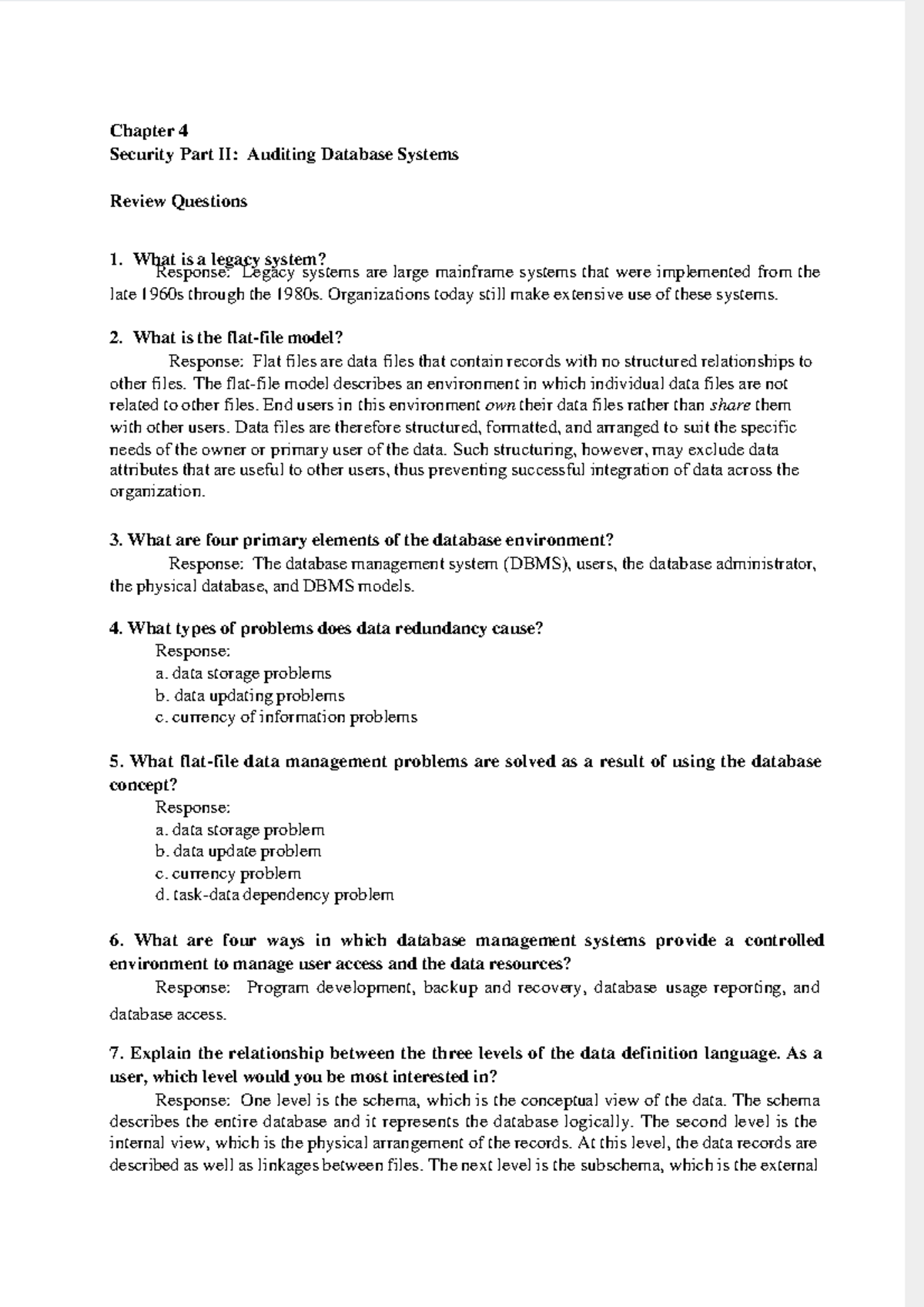 Chapter 4 - Lecture Notes on Database Systems Auditing - Studocu