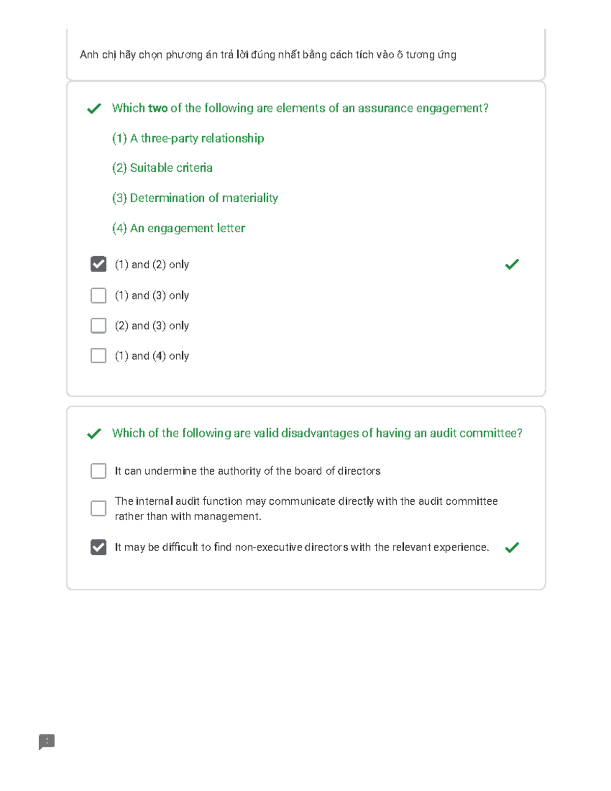 ACCA Auditing Test 59: Key Concepts and Questions - Studocu