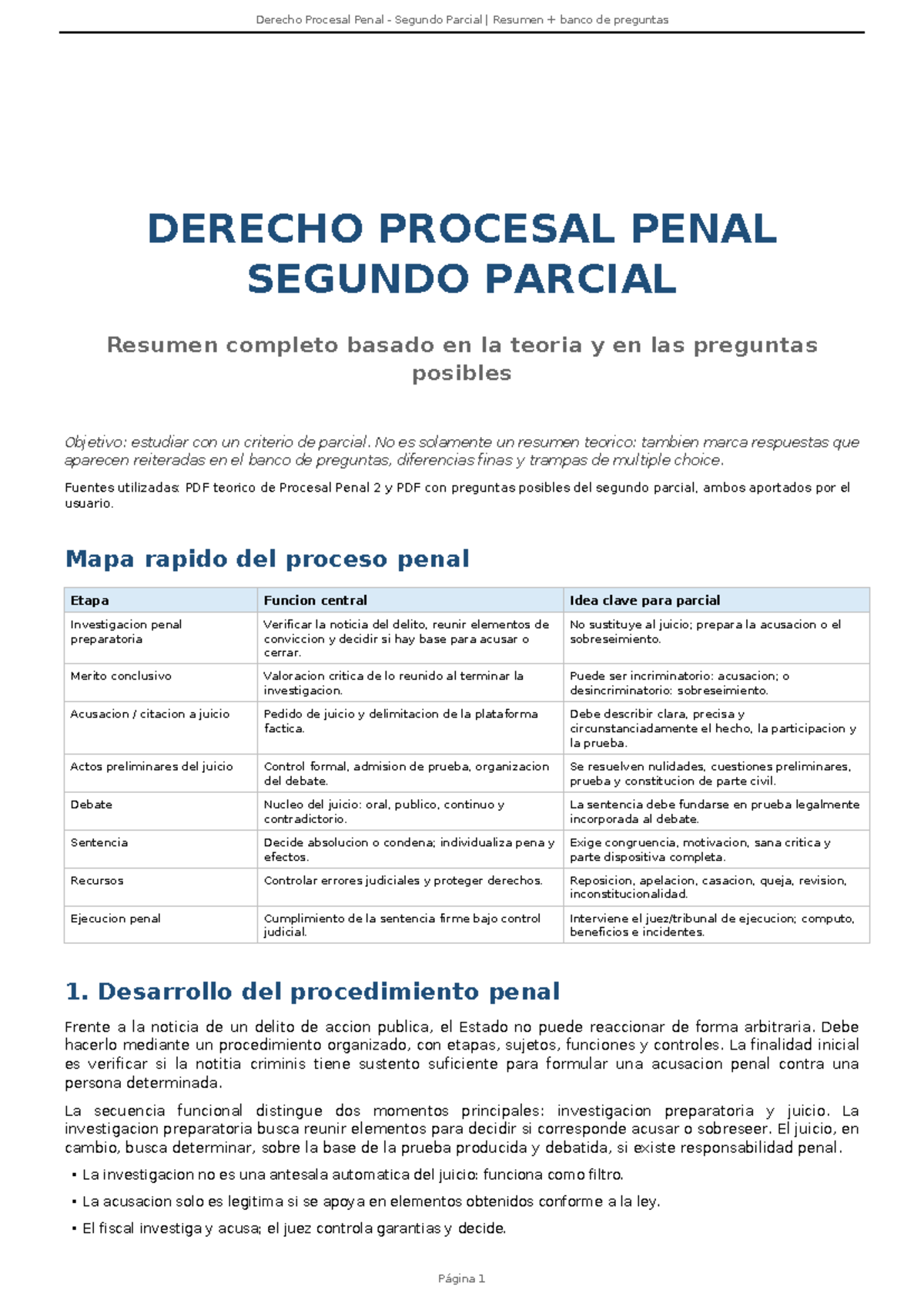 Derecho Procesal Penal 2 - Resumen Completo Segundo Parcial y Banco de ...