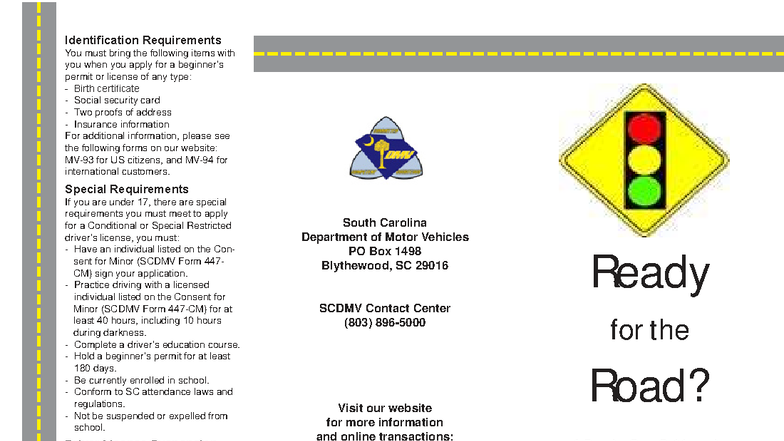 DMVB-35 - Guide to SC Teen Driver License Requirements - Studocu