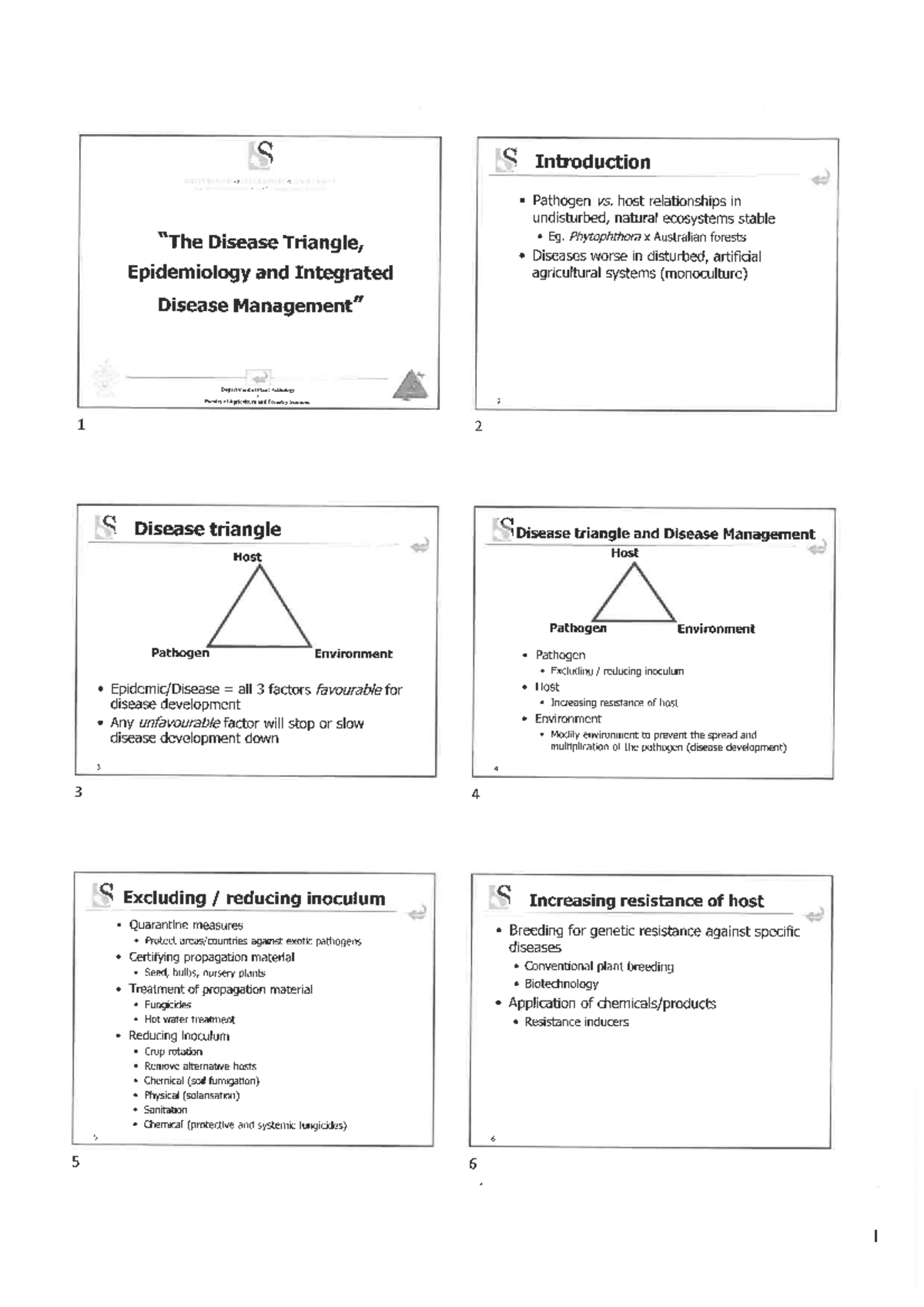 Disease Triangle and Epidemiology: Integrated Disease Management (PLP ...