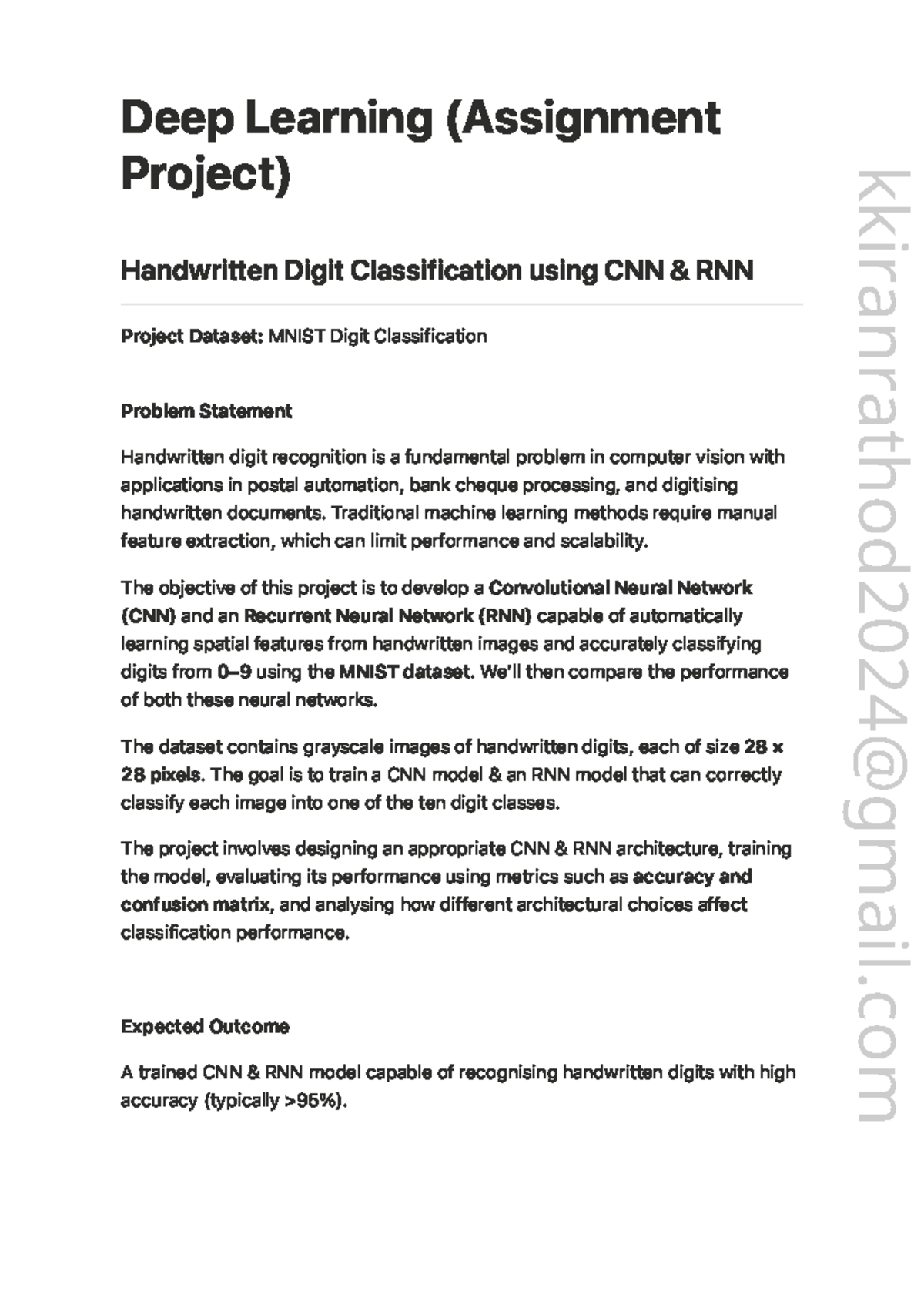 Handwritten Digit Classification: CNN & RNN Models (Deep Learning ...