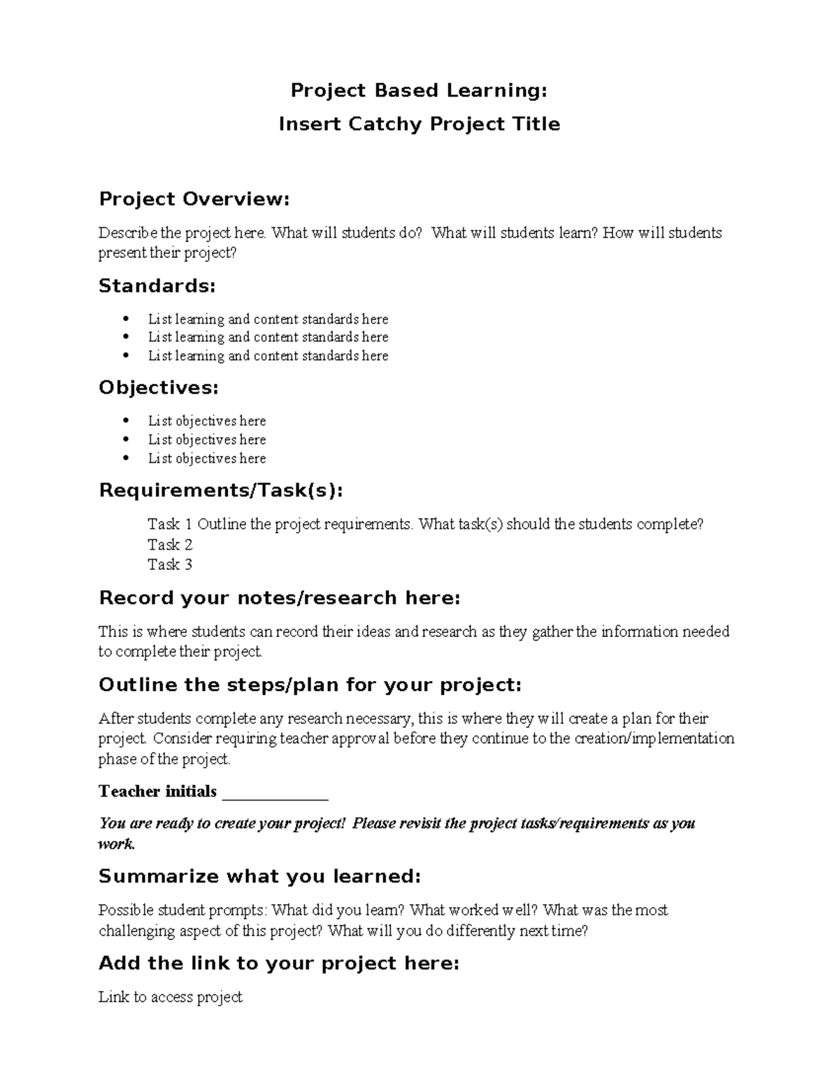 PBL Project Overview: Guidelines & Requirements for Success - Studocu