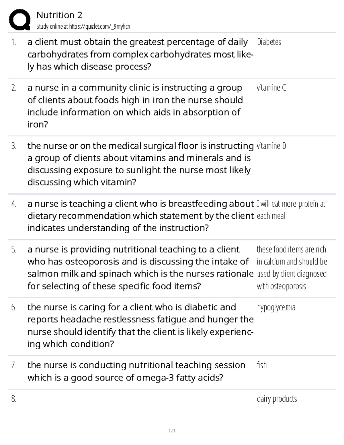 Nutrition 2 - Practice Test: Key Concepts and Questions - Studocu