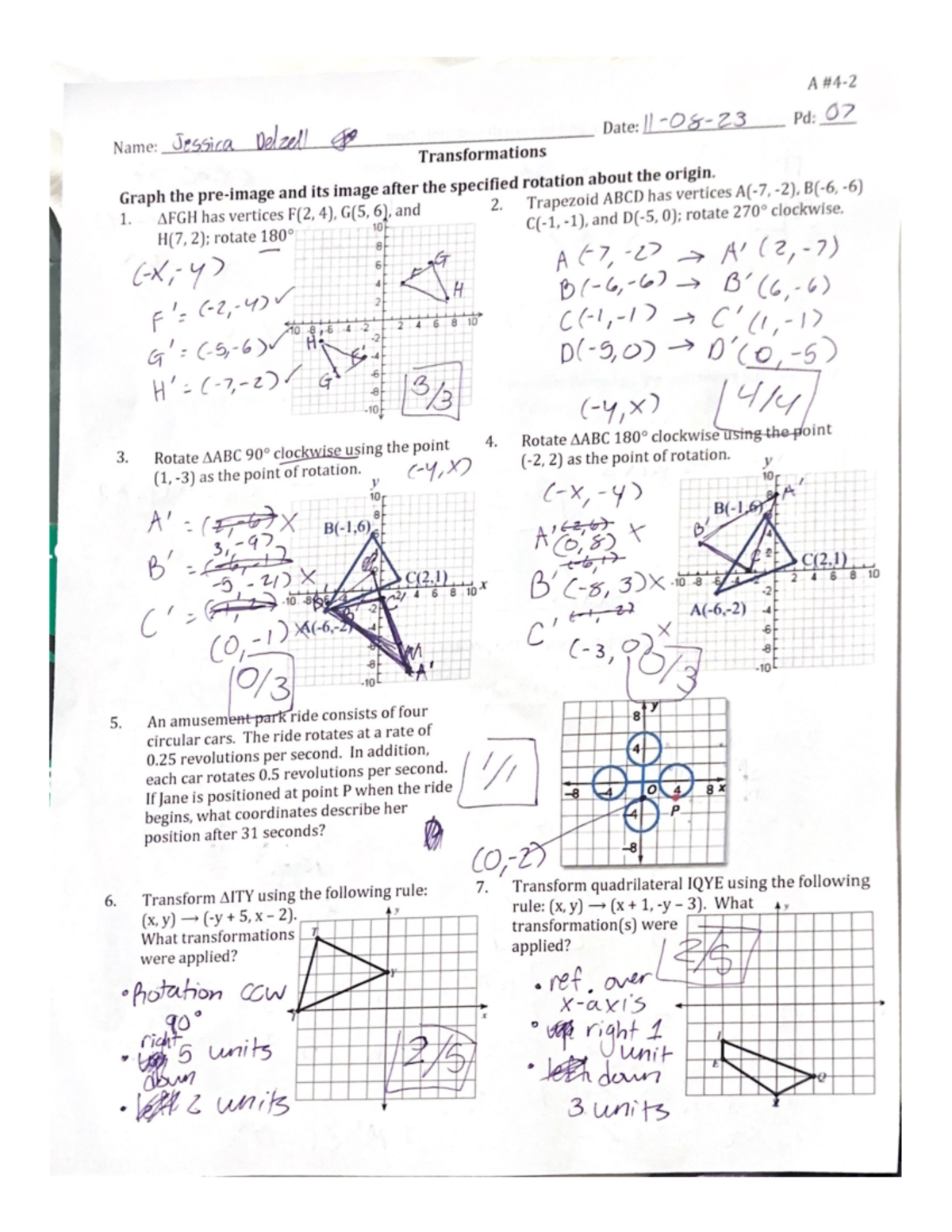 Transformations 2 - Exam Practice on Rotation and Graphing - Studocu