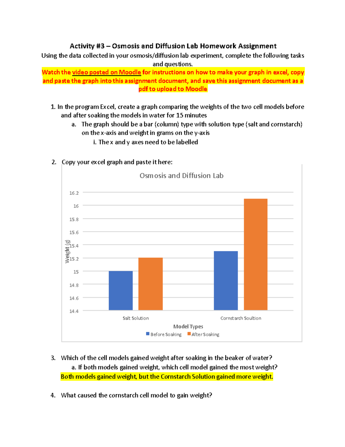 Activity #3 - Bio Lab - Complete - Activity #3 – Osmosis and Diffusion ...
