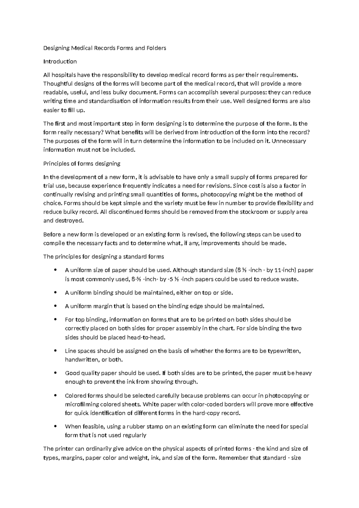 Designing Medical Records Forms and Folders: Key Principles and ...
