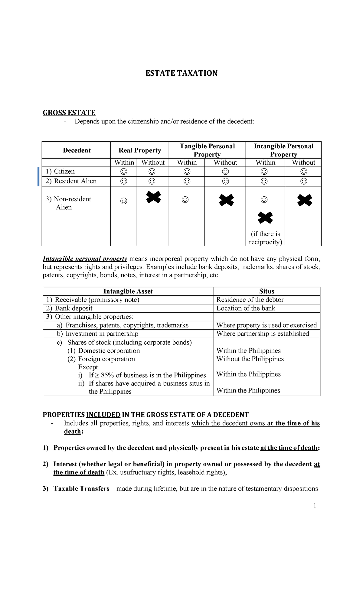 Lecture Guide A-1: Estate Taxation Overview and Key Concepts - Studocu