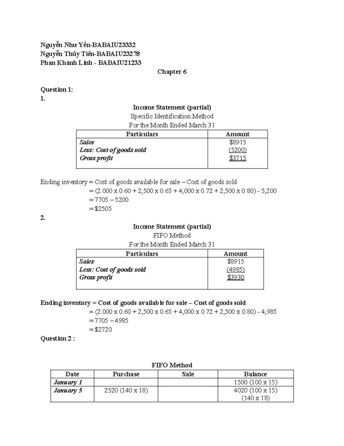 FA-1 - Chapter 6 Income Statement and Journal Entries Analysis - Studocu