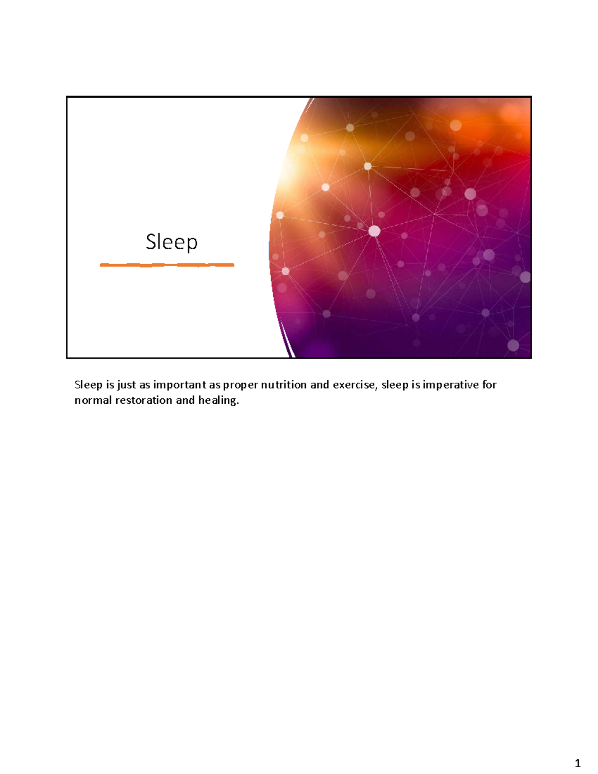 Sleep Physiology and Disorders: Insights and Impacts (Course Code ...