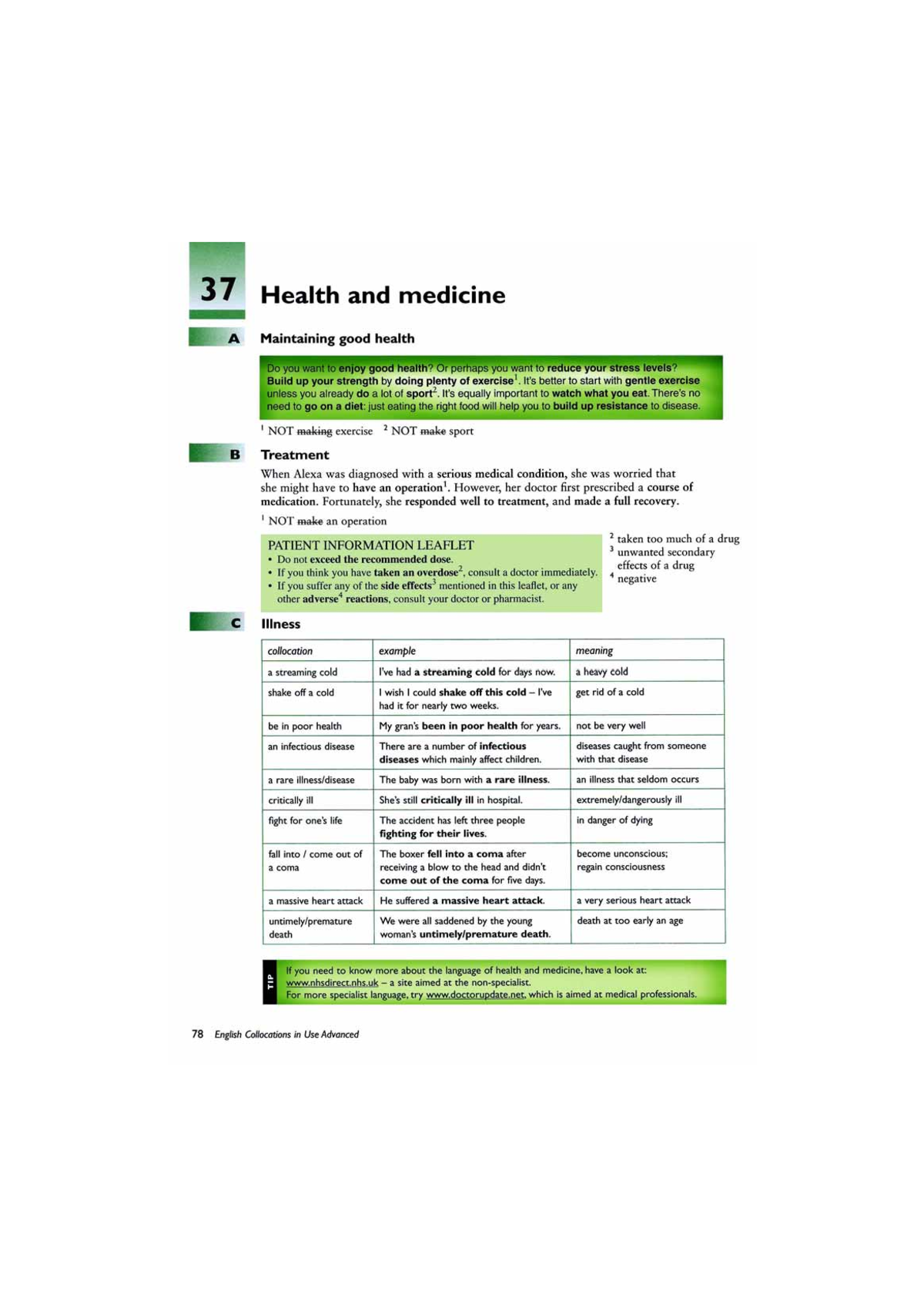 English Collocations in Use Advanced ( PDFDrive ) (dragged) - 37 Health ...