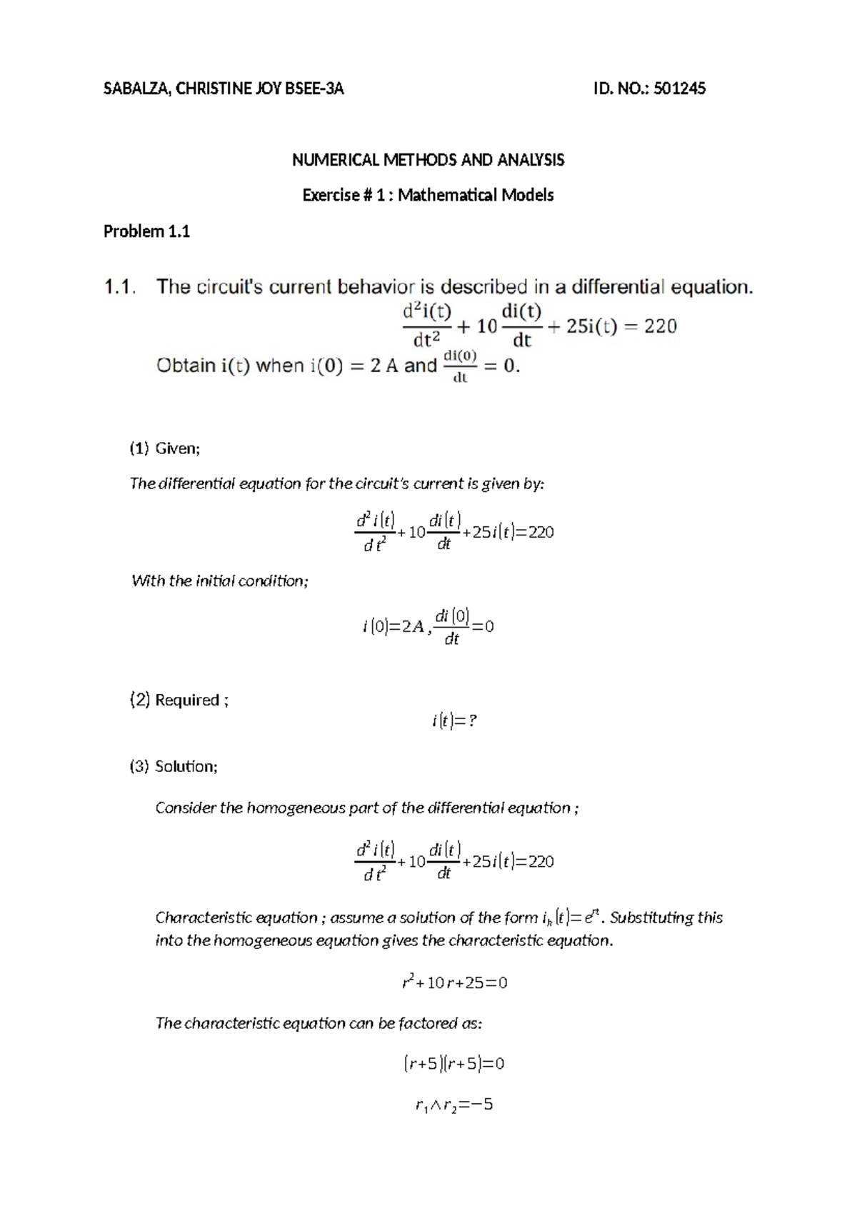 BSEE-3A Final Exam Exercise 1.1: Numerical Methods Solutions - Studocu