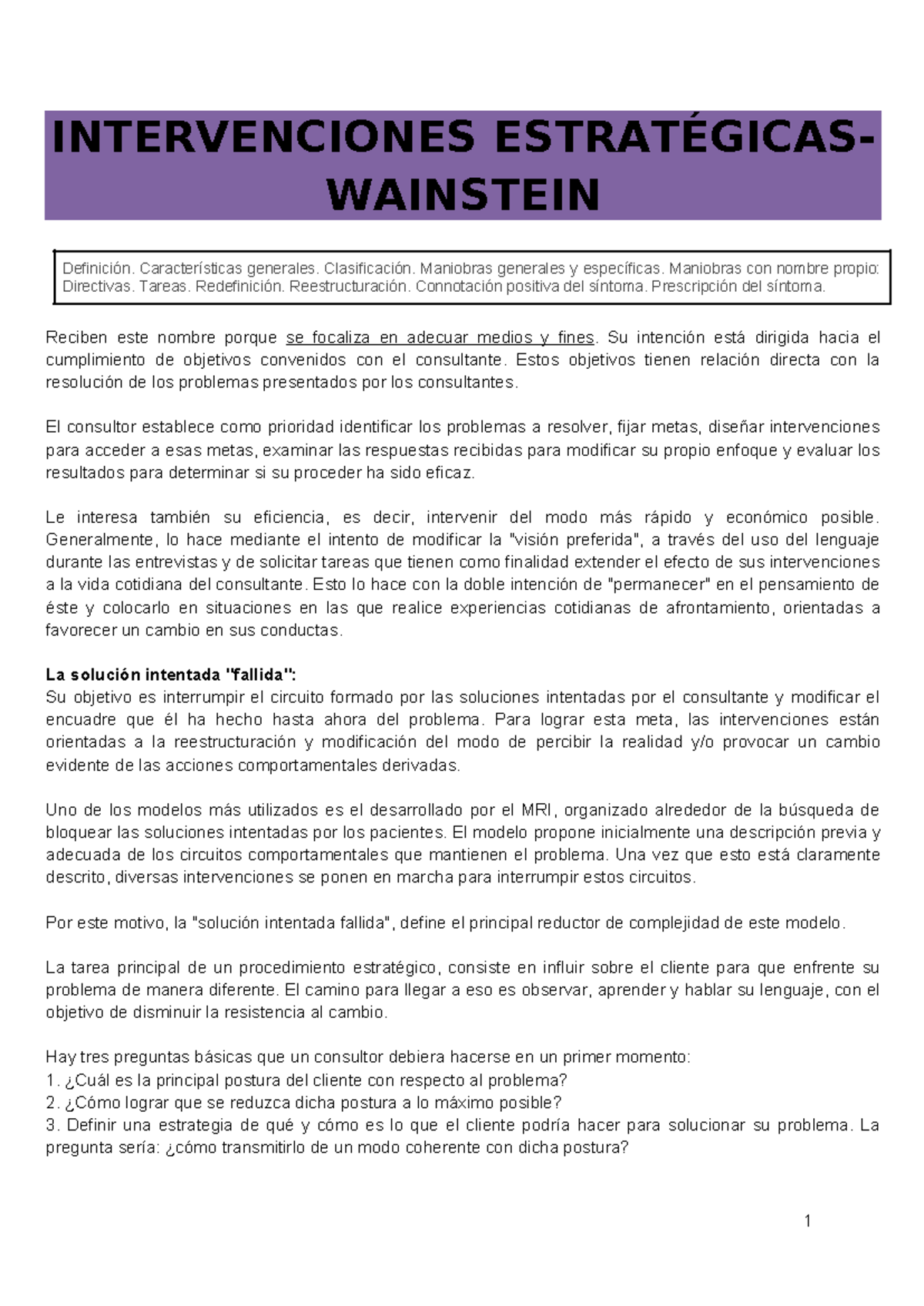 Intervenciones Estratégicas en Consultoría - Wainstein - Studocu