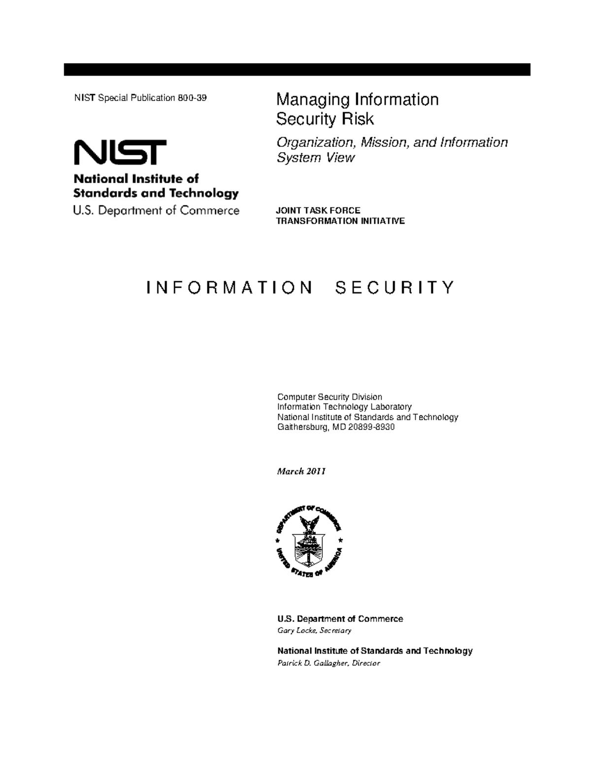 NIST 800-39: Managing Information Security Risks in Organizations - Studocu
