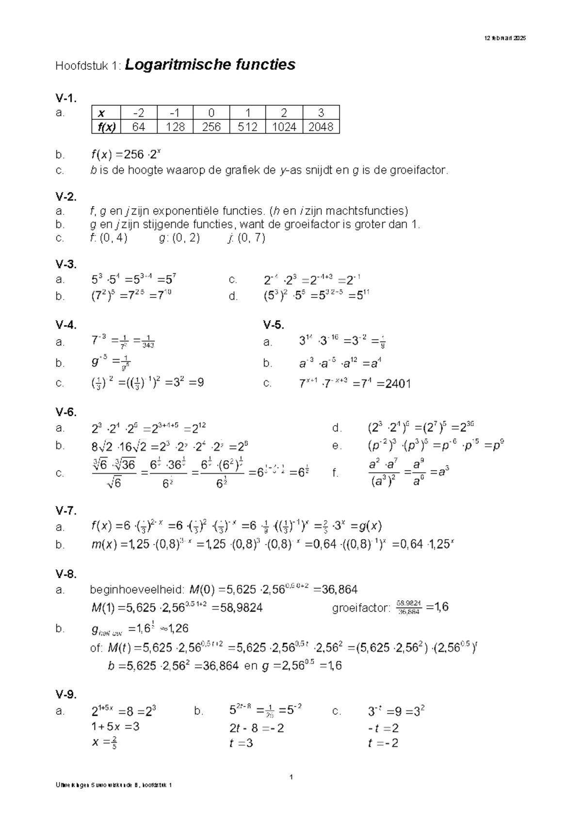 Hoofdstuk 1: Logaritmische Functies - Lesnotities en Oefeningen ...