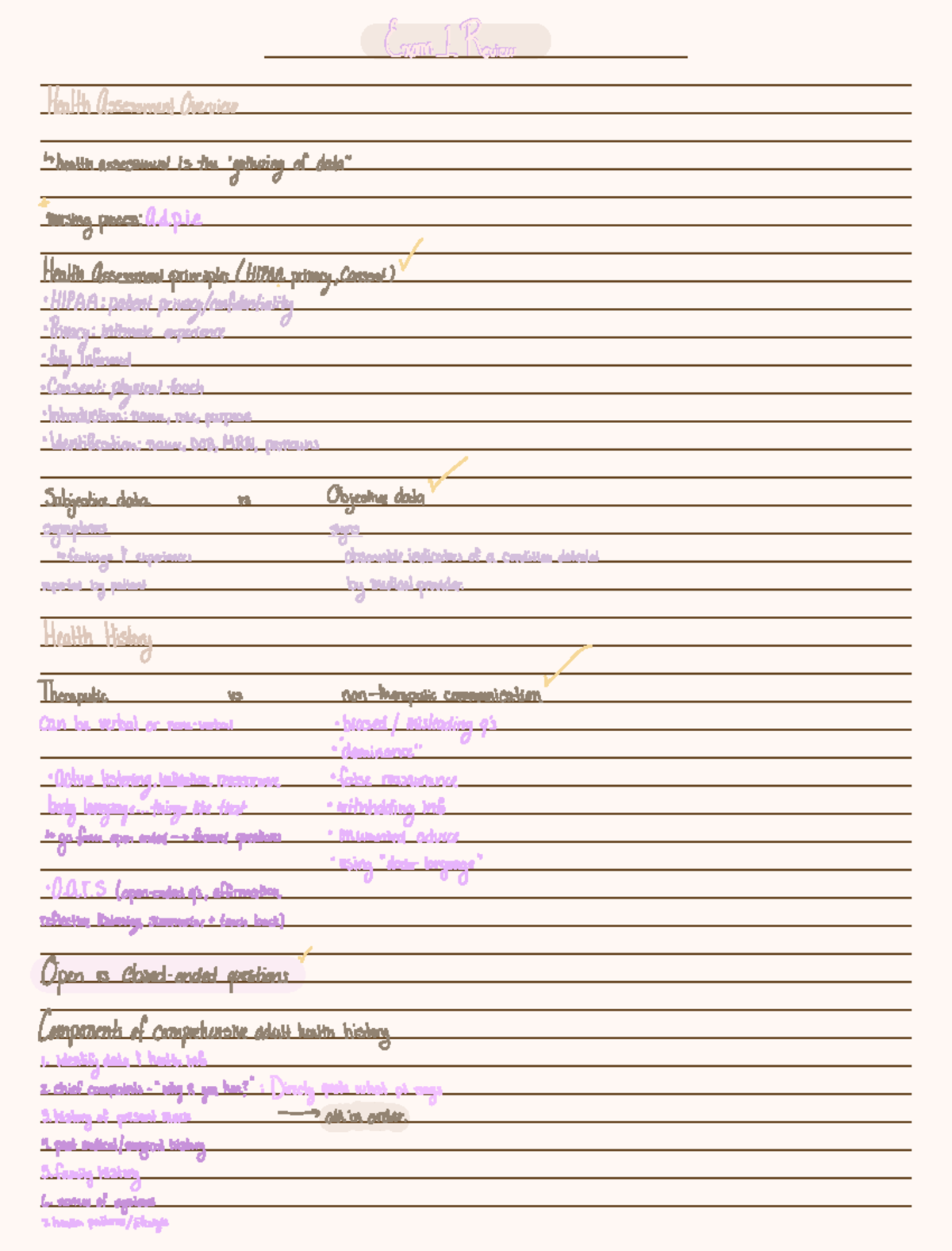 Final Exam Study Guide: Health Assessment Overview (NURS 101) - Studocu