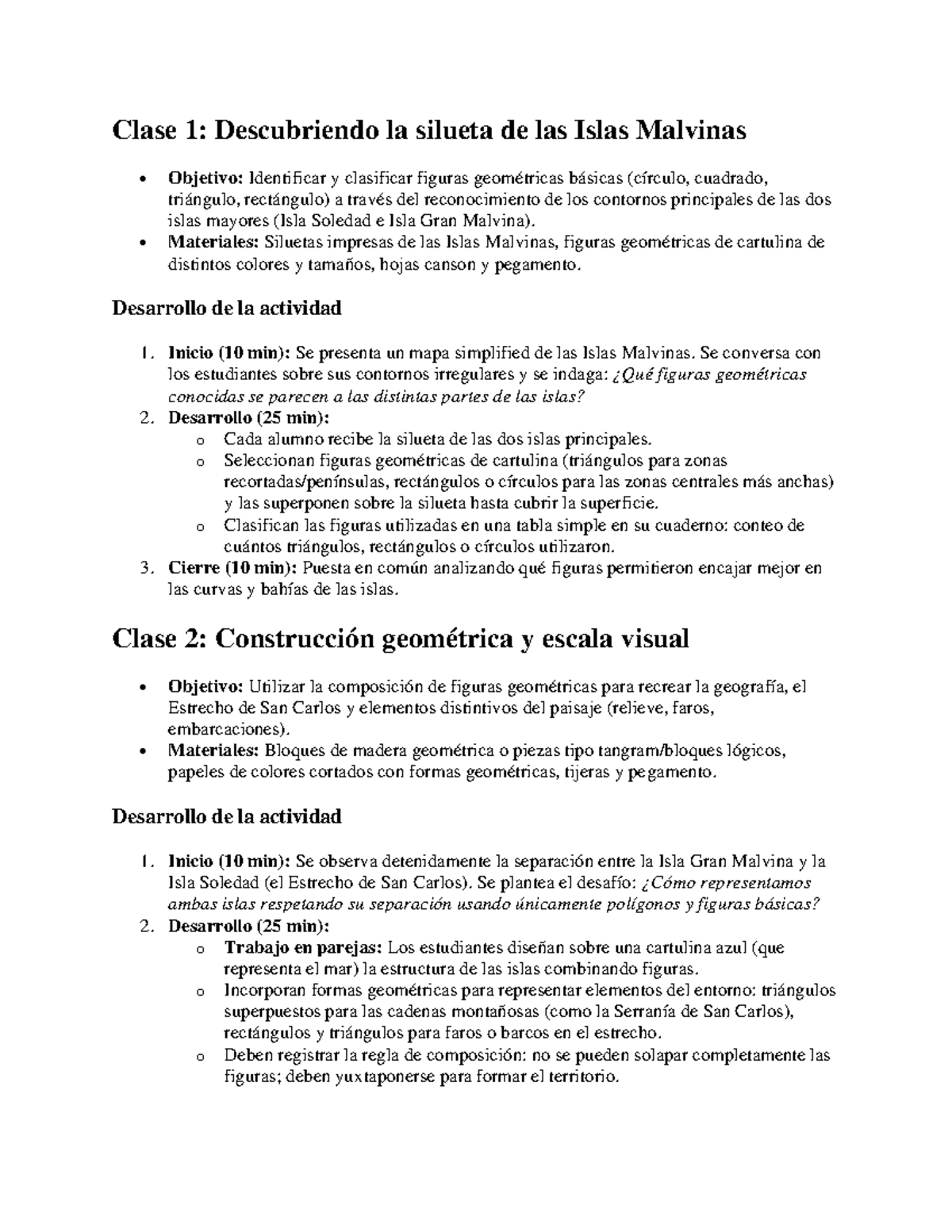 Geometría y Malvinas: Secuencia Didáctica (Clase 1 y 2) - Studocu