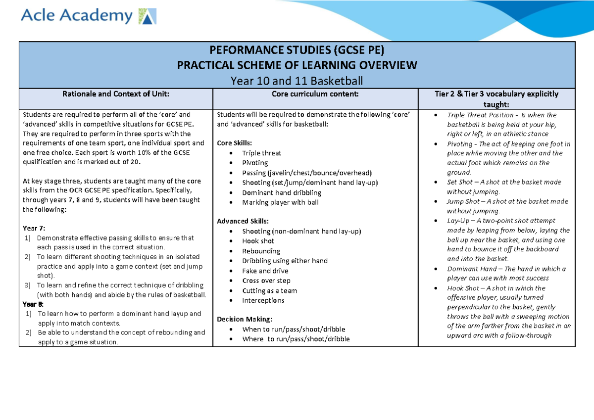 GCSE PE B1B5C0F7351B8899FEF600BCAC3 Year 10/11 Basketball Assessment ...