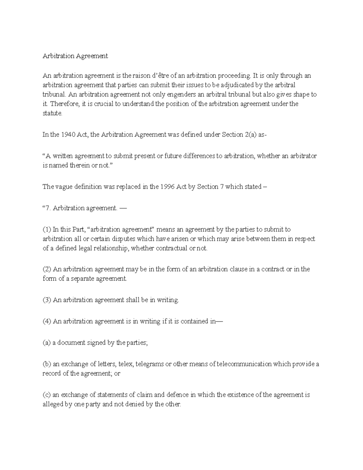Understanding the Arbitration Agreement: Key Elements and Legal ...