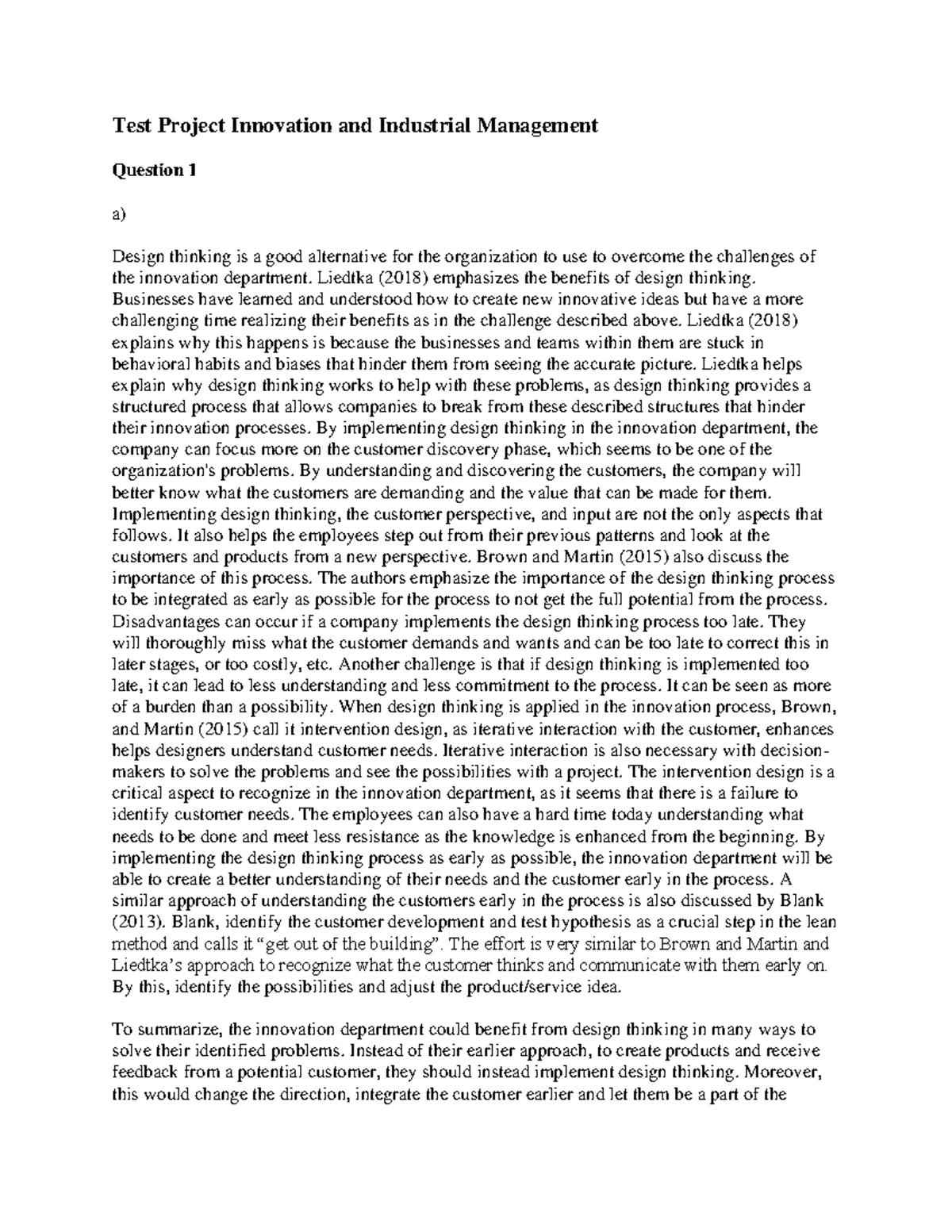 Design Thinking in Innovation Management: Test Insights (15-02-2022 ...