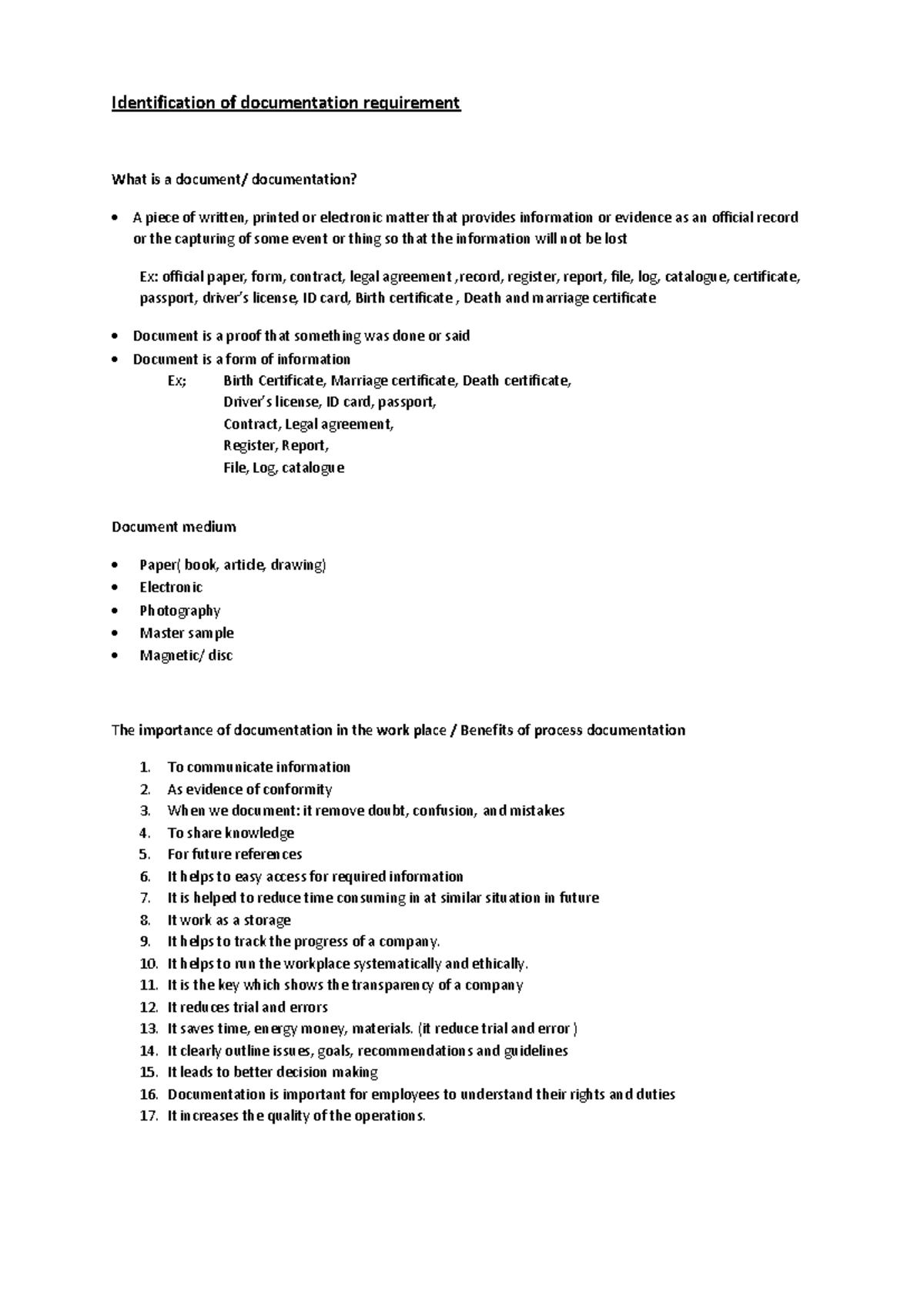 Identification of Documentation Requirements: Importance and Types ...