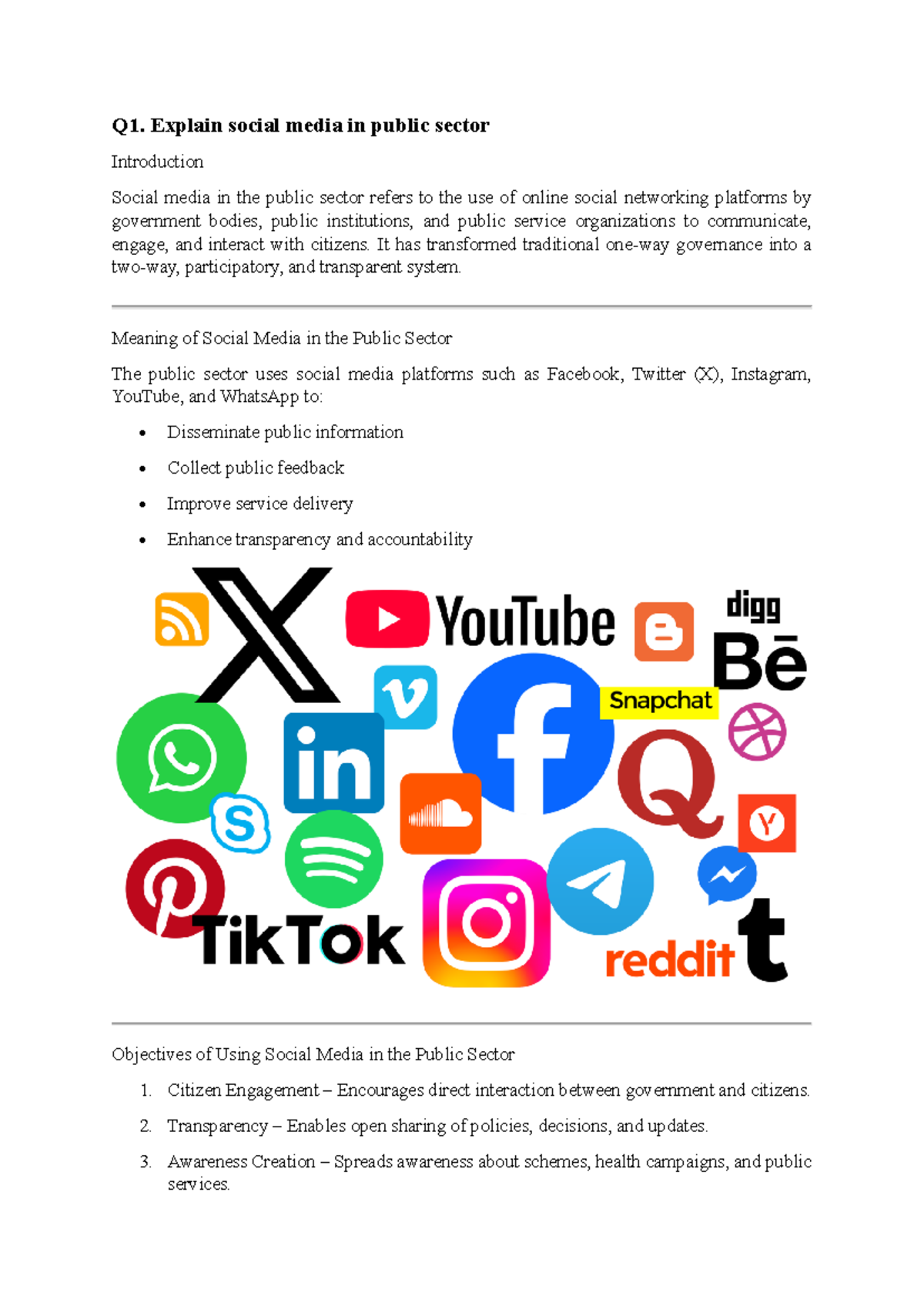 SMA ASS 1 - The Role of Social Media in Public Sector Engagement - Studocu