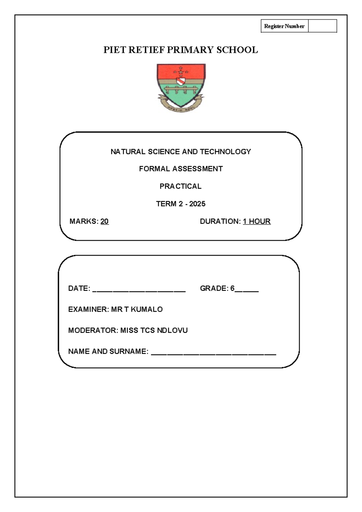 NST - Final Practical Assessment Grade 6 Term 2 2025 - Studocu