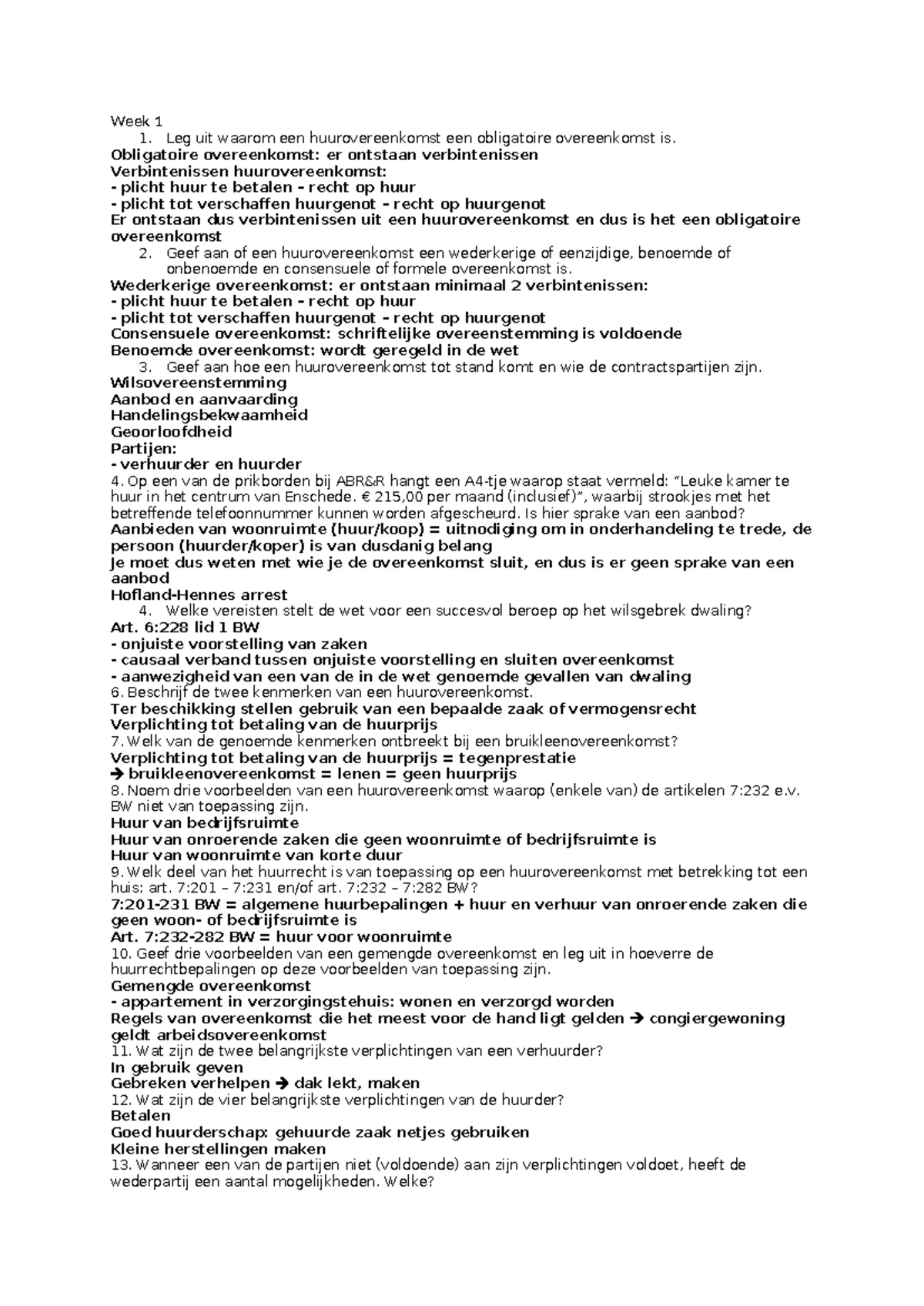 vragen over huurrecht