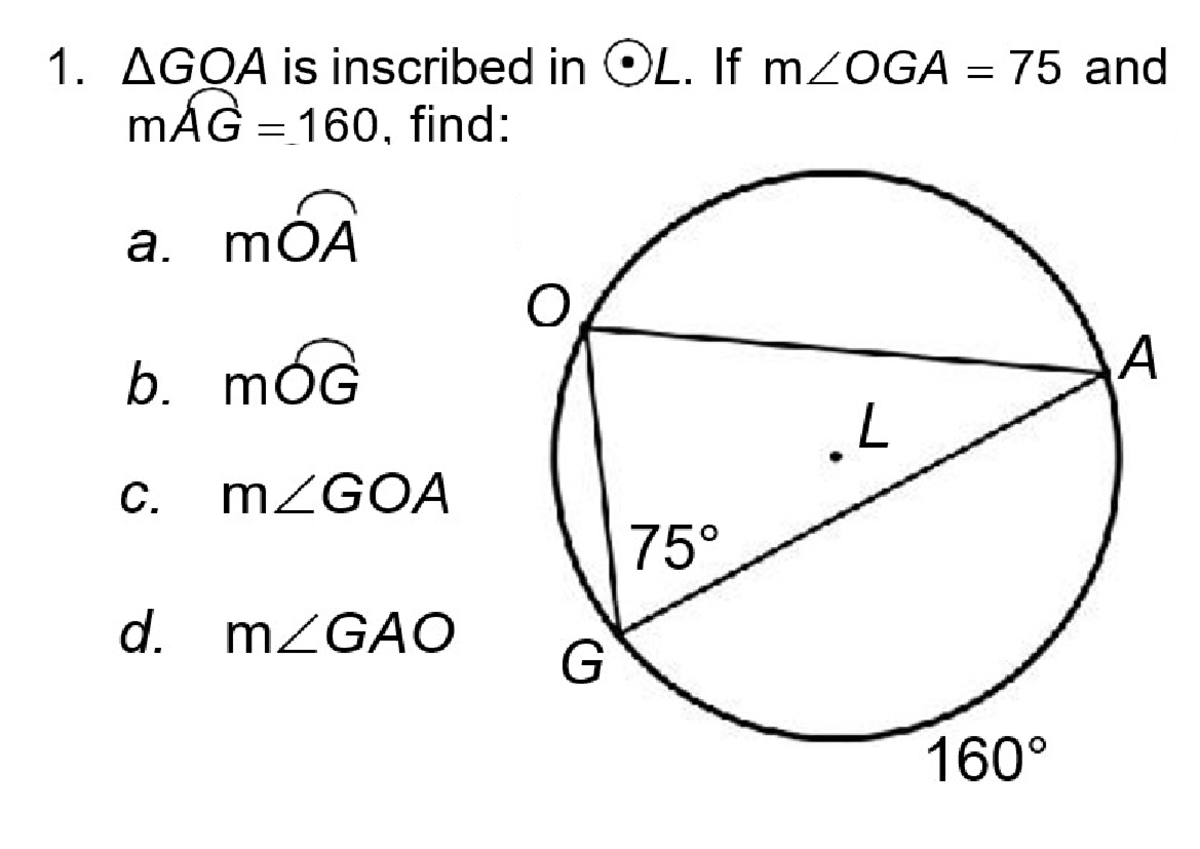 Activity - Theorem of Inscribed Angles and Related Problems - Studocu