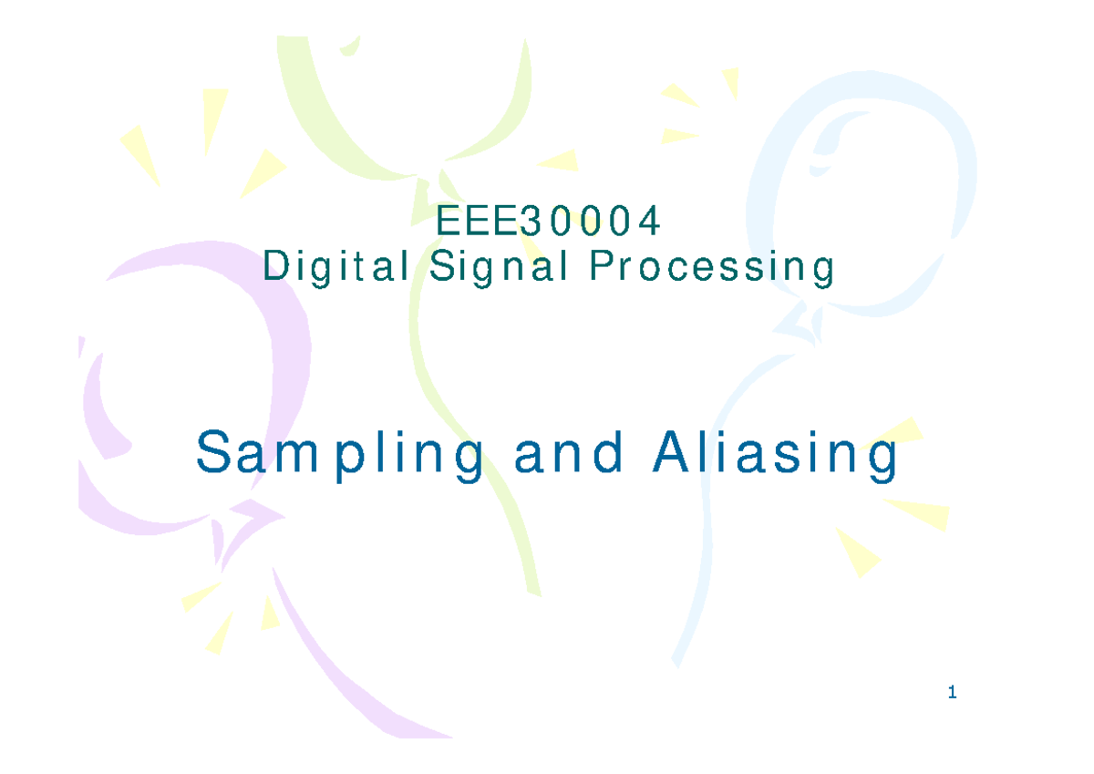 EEE30004 Final Exam: Understanding Sampling and Aliasing in DSP - Studocu