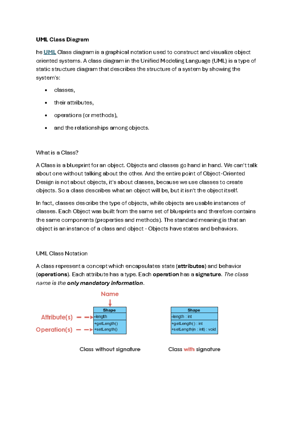 UML Class Diagram Notes: Understanding Structure & Relationships - Studocu