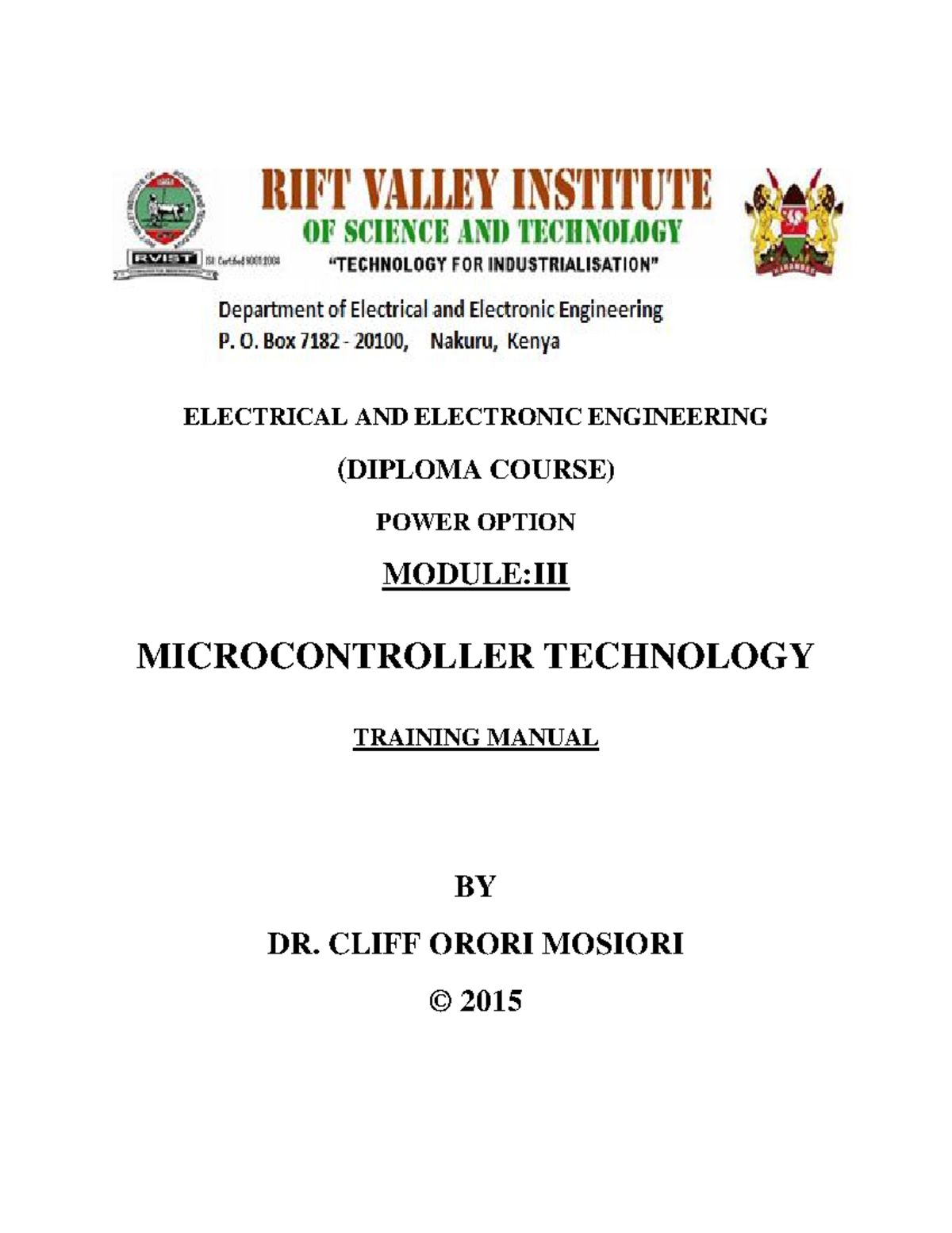 Microcontroller Technology Lecture Notes - Module III (DEE 2015) - Studocu