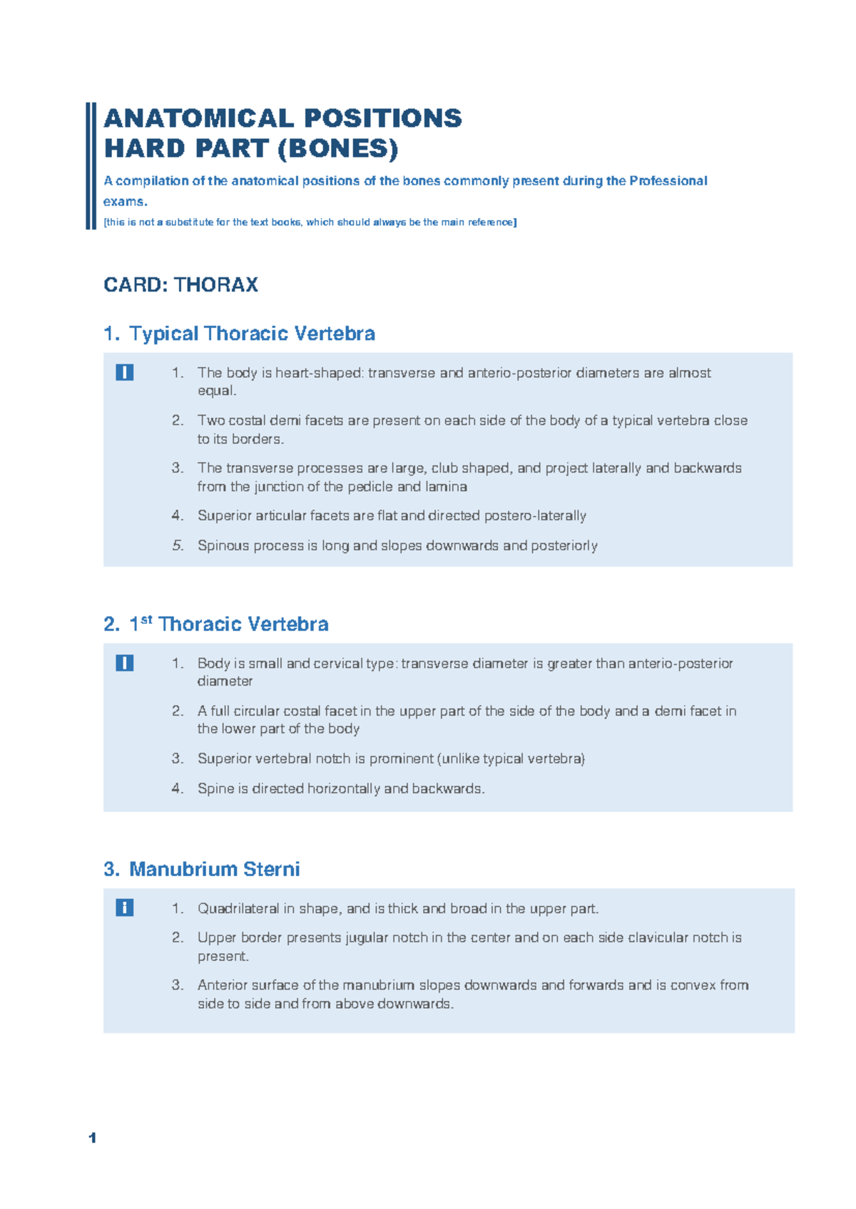 Anatomical Positions of Bones - Key Points for Viva Exam Prep - Studocu