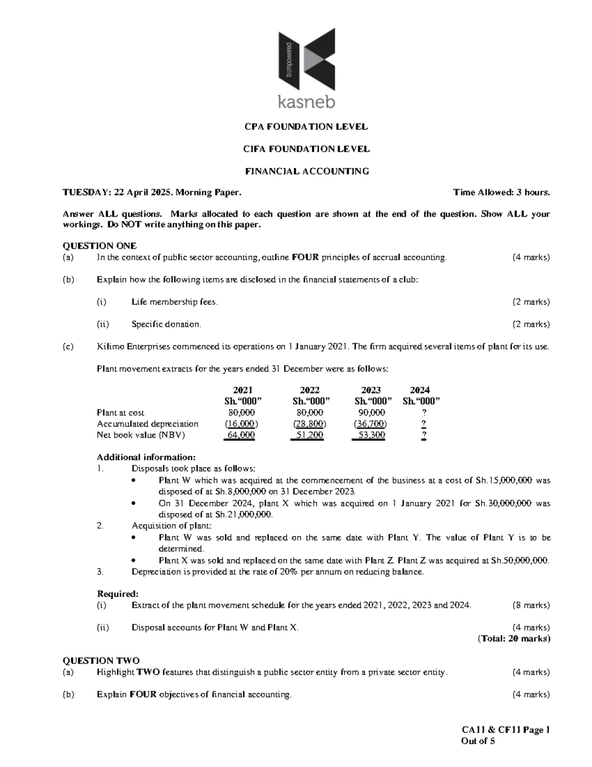 CPA1 - CPA Foundation Level Financial Accounting Questions - Studocu