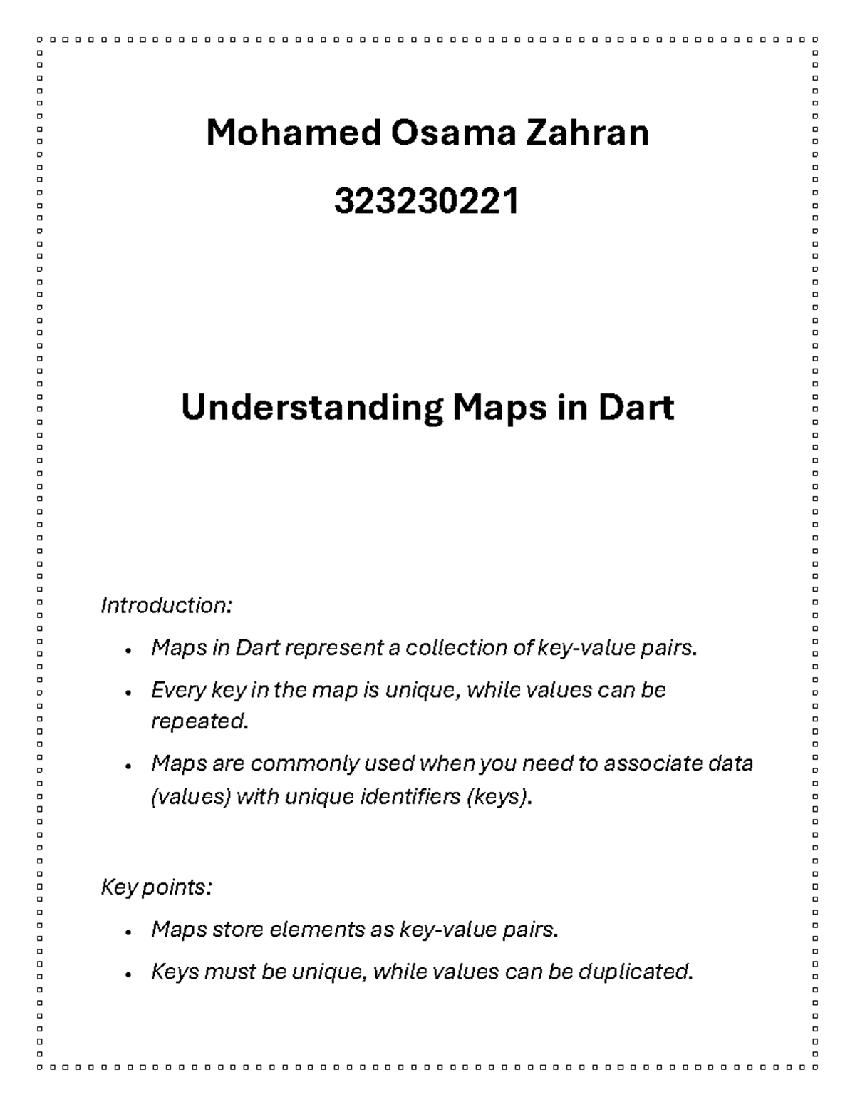 Map in dart - assdasdasdasdas - Mohamed Osama Zahran 323230221 ...