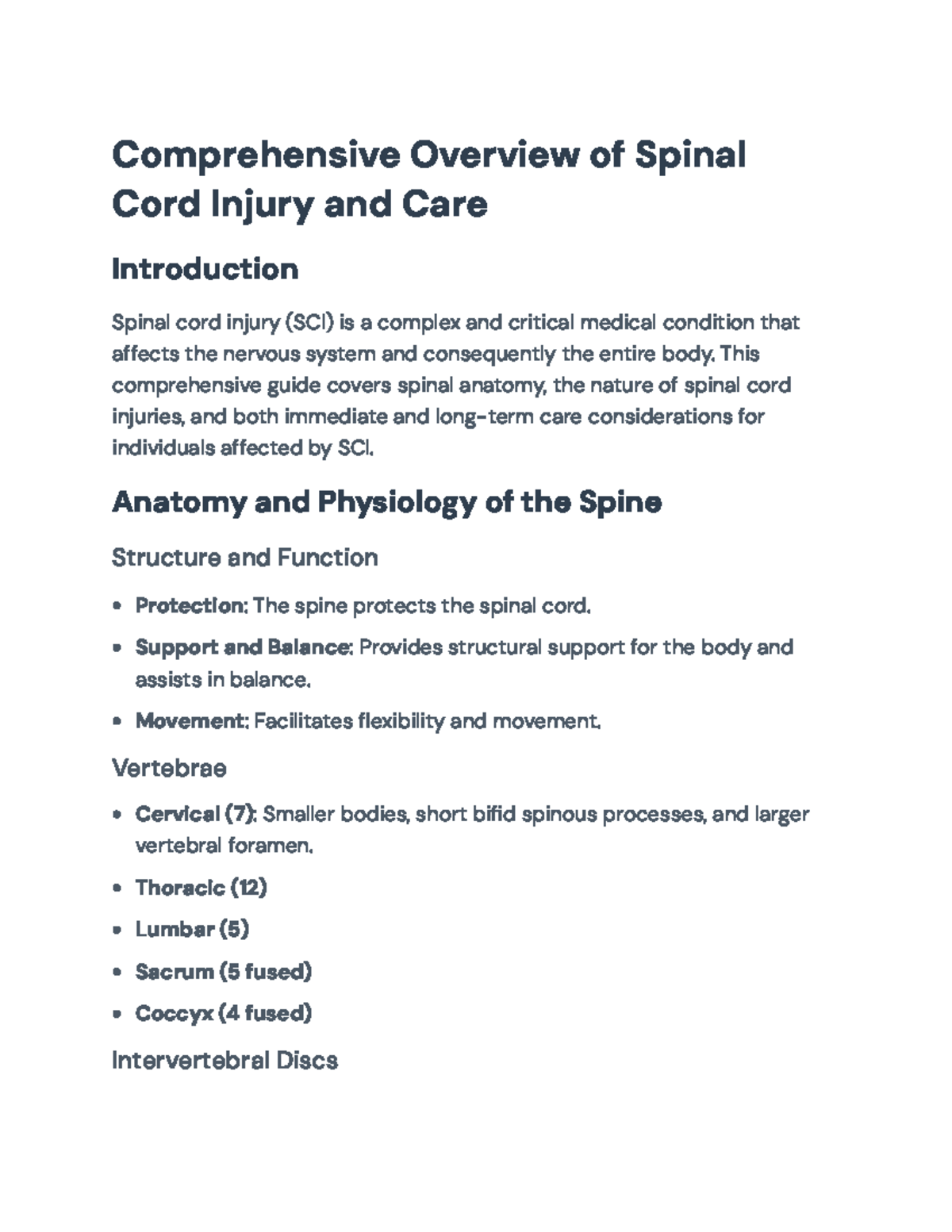 Comprehensive Guide to Spinal Cord Injury Management (SCI 101 ...