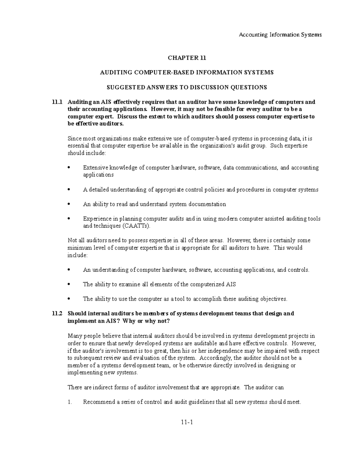 YESYUPYOUWLOVEU - Accounting Information Systems CHAPTER 11 AUDITING ...