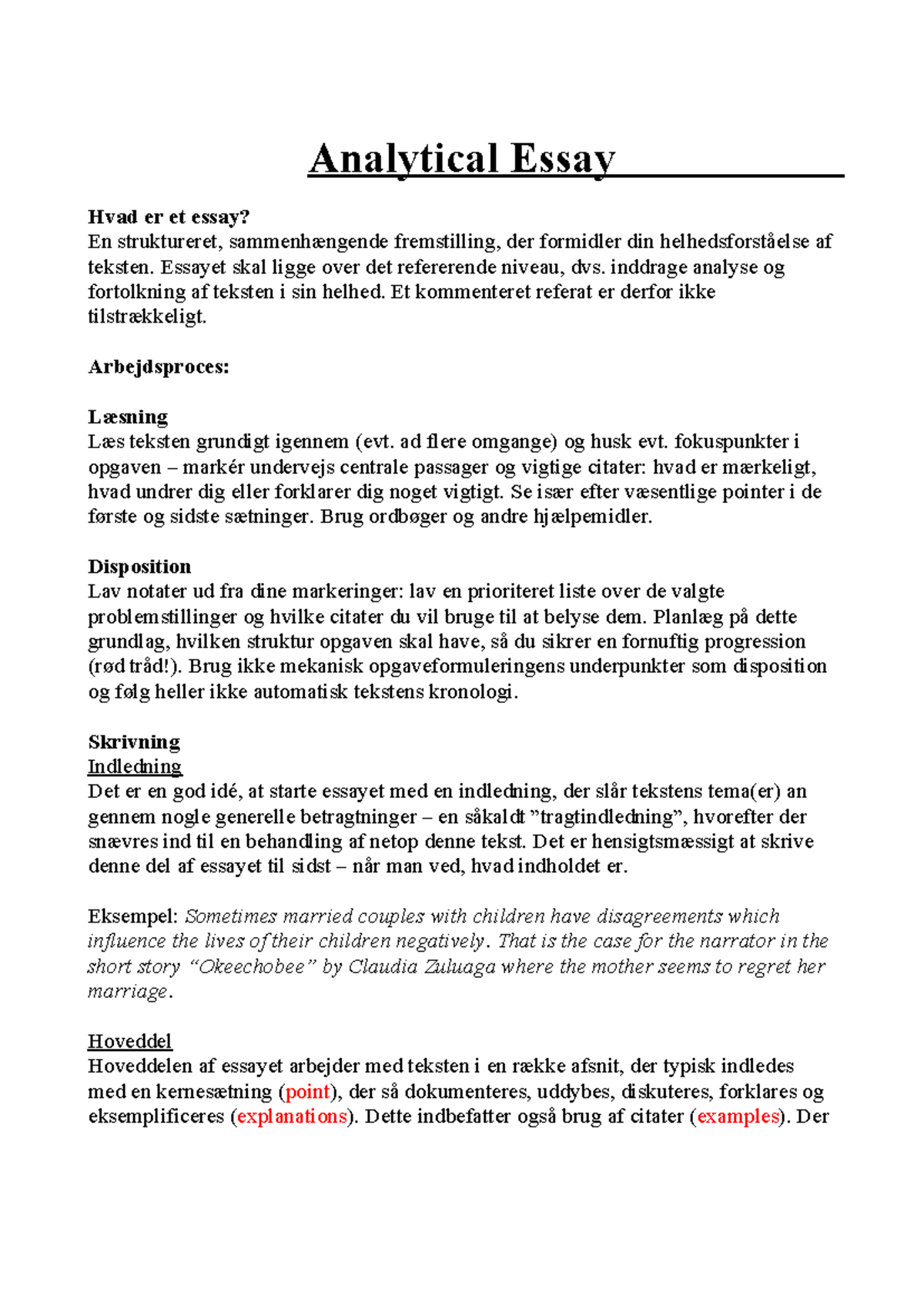 Analytical Essay Guide: Struktur og Analyse af Tekst - Studocu