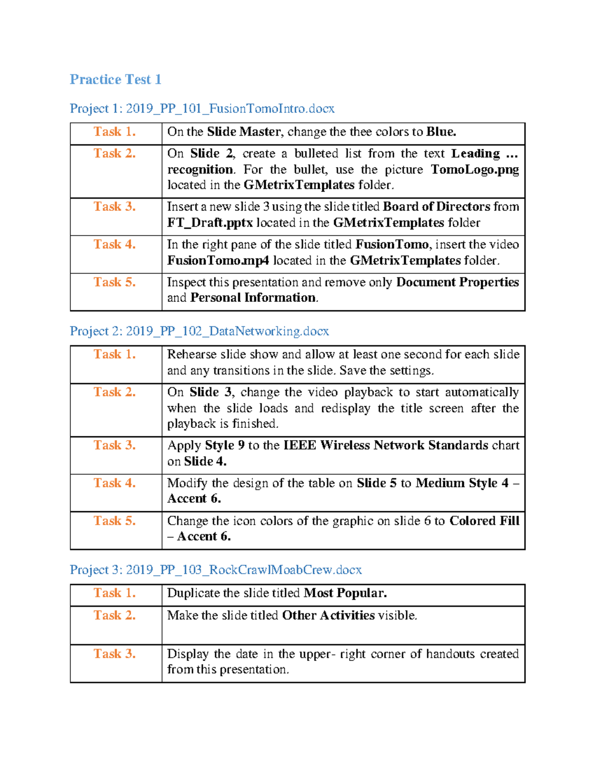 Practice Test 1: 2019_PP_101_FusionTomoIntro and More Projects - Studocu