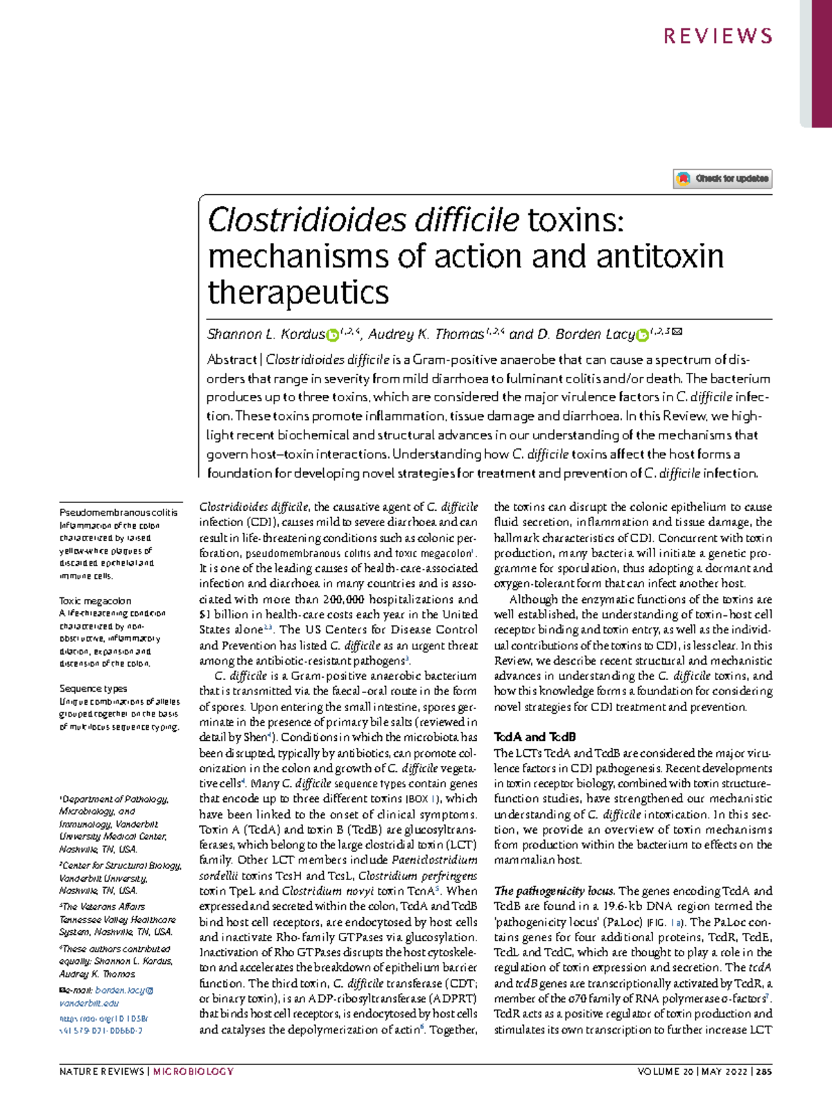 Clostridioides difficile Toxins: Mechanisms & Antitoxin Therapies ...